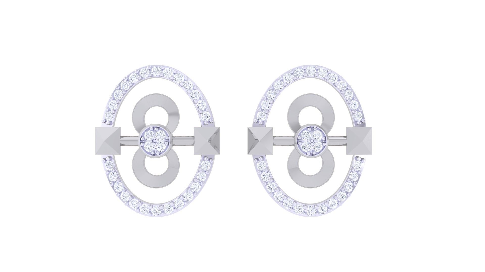 Infinity Hook High Jewelry Pendant Earrings Set 3dm stl obj mtl 3D print model_11