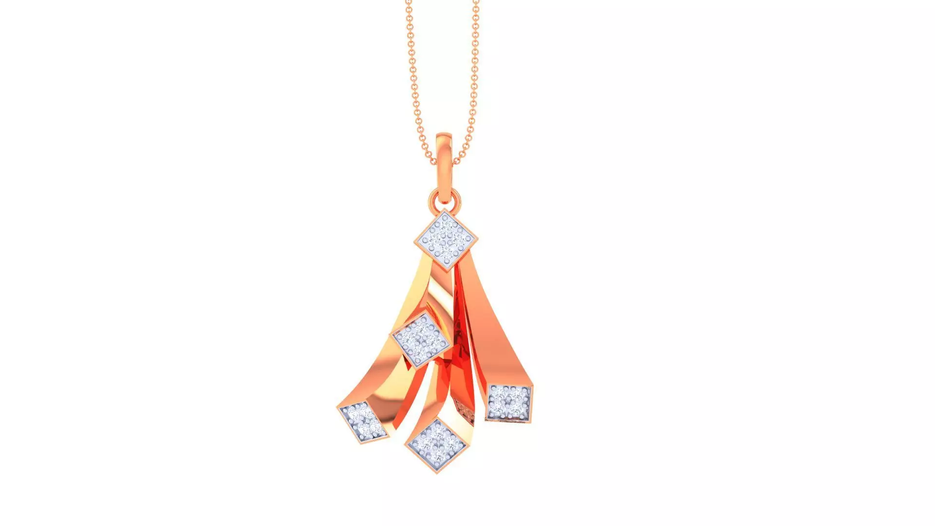 Cube Flower High Jewelry Pendant Earrings Set 3dm stl obj mtl 3D print model