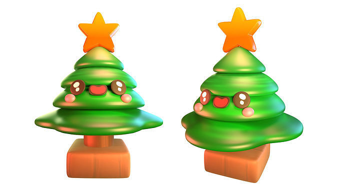 Stylized cartoon Christmas Tree  Low-poly 3D model