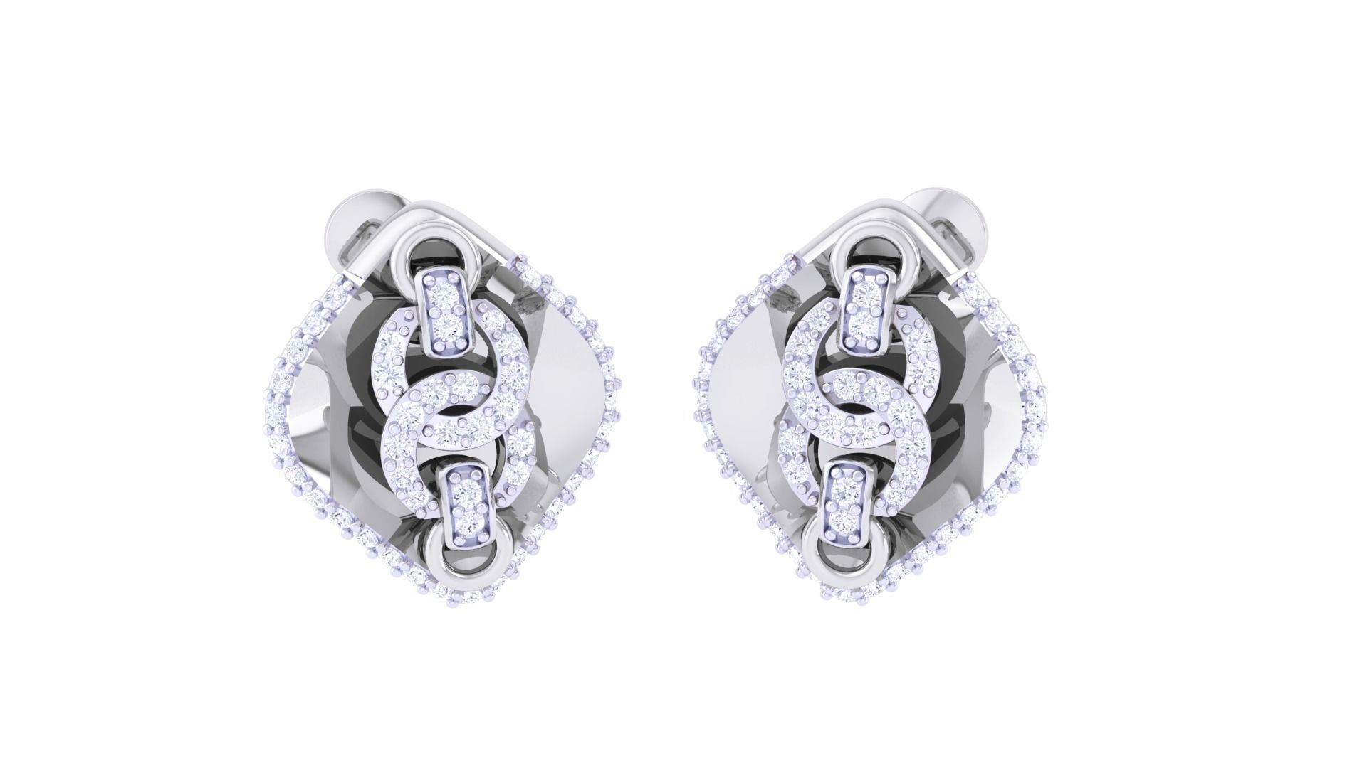 Chain Link High Jewelry Pendant Earrings Set 3dm stl obj mtl  3D print model_6