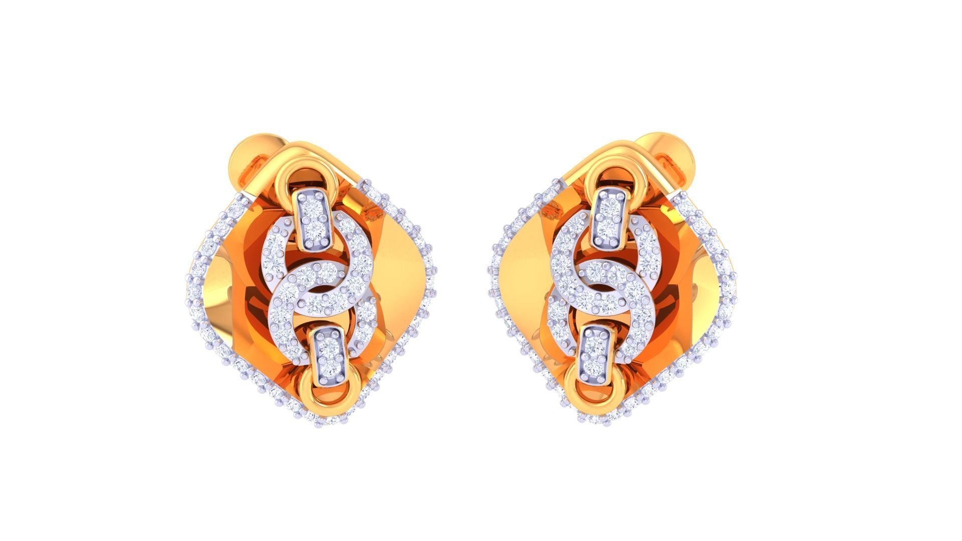 Chain Link High Jewelry Pendant Earrings Set 3dm stl obj mtl  3D print model_7