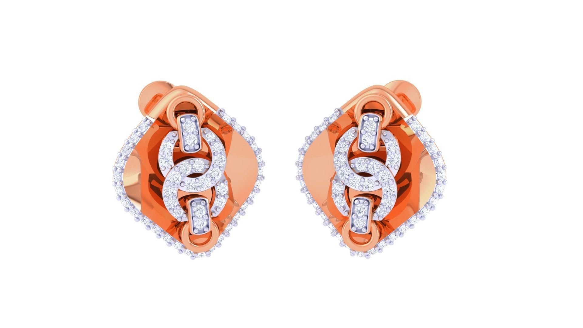 Chain Link High Jewelry Pendant Earrings Set 3dm stl obj mtl  3D print model_1