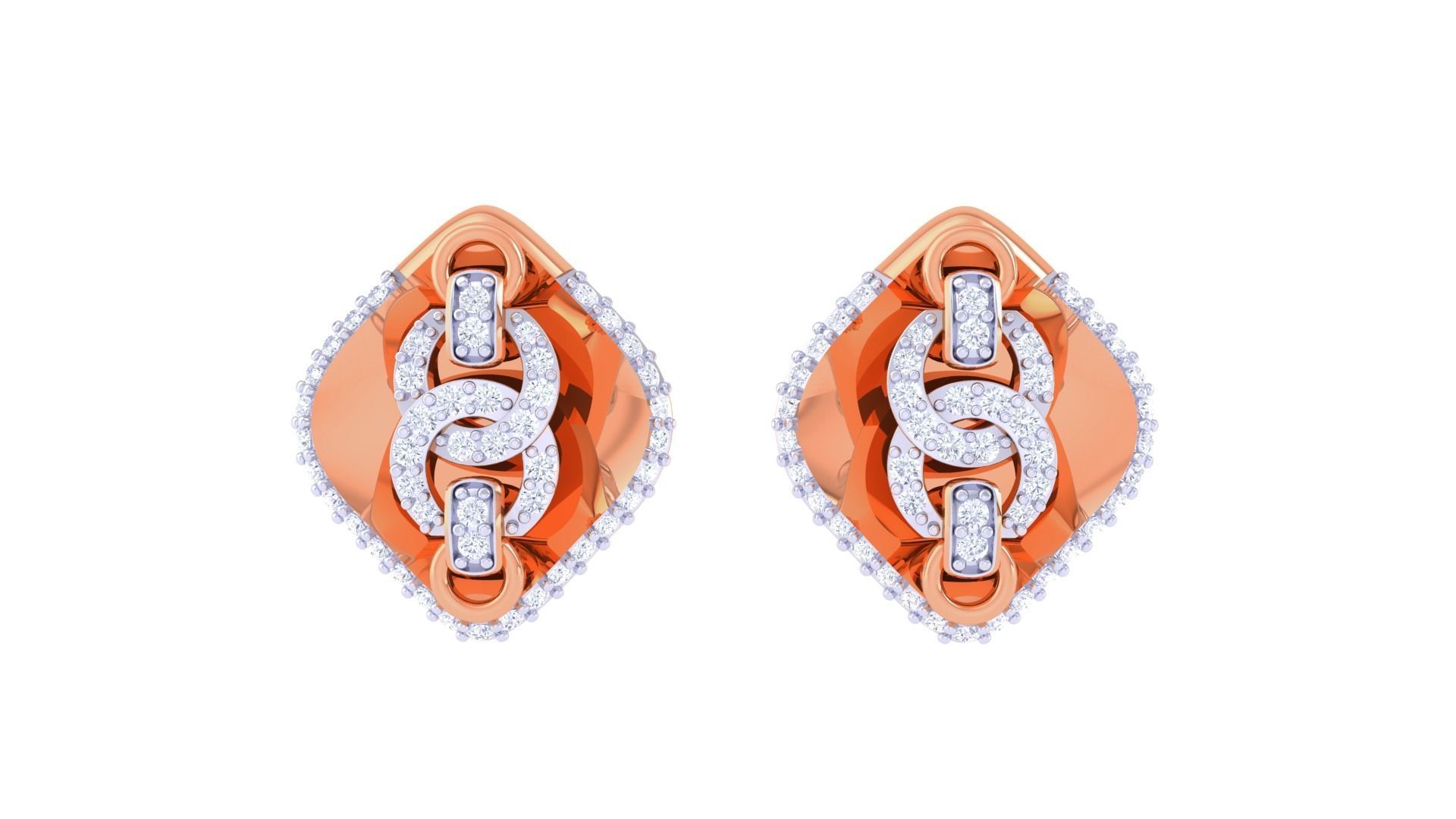 Chain Link High Jewelry Pendant Earrings Set 3dm stl obj mtl  3D print model_11