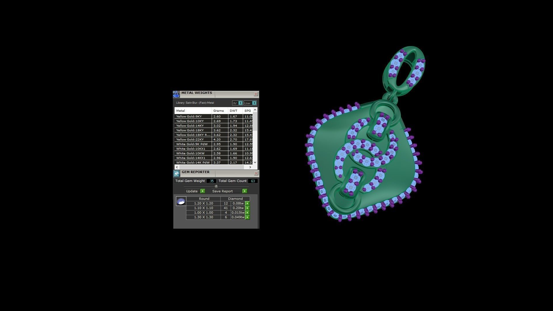 Chain Link High Jewelry Pendant Earrings Set 3dm stl obj mtl  3D print model_3