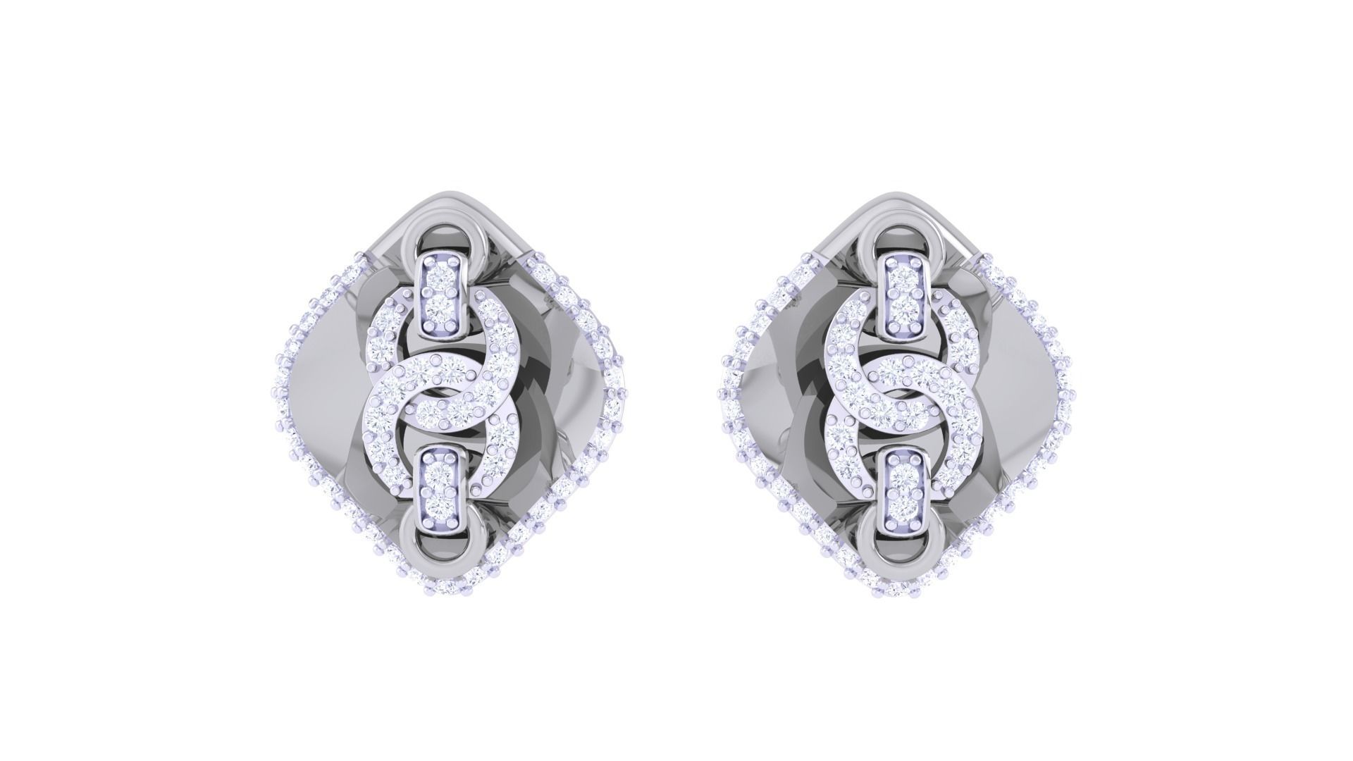 Chain Link High Jewelry Pendant Earrings Set 3dm stl obj mtl  3D print model_10