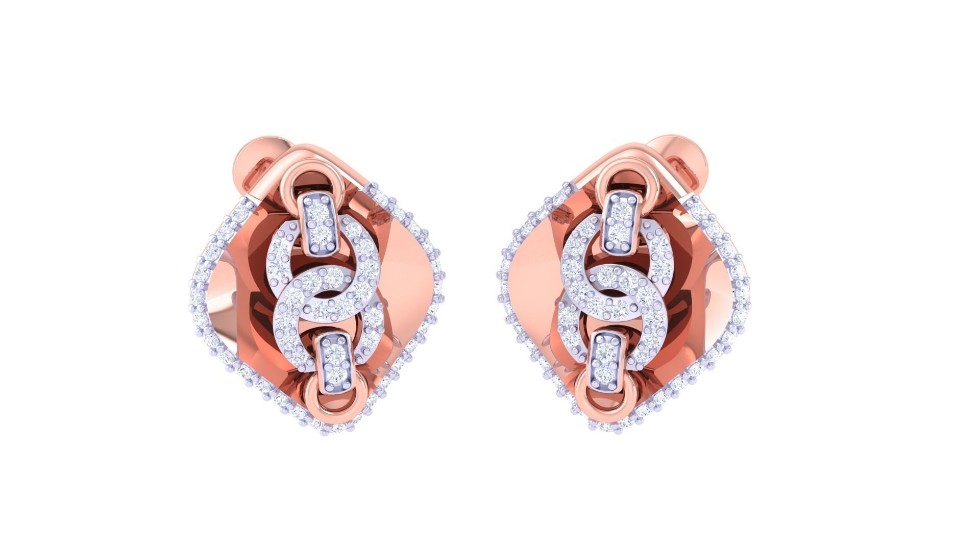 Chain Link High Jewelry Pendant Earrings Set 3dm stl obj mtl  3D print model_5