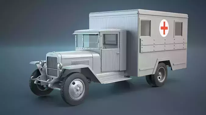 ZIS-5 Ambulance Van High-Poly