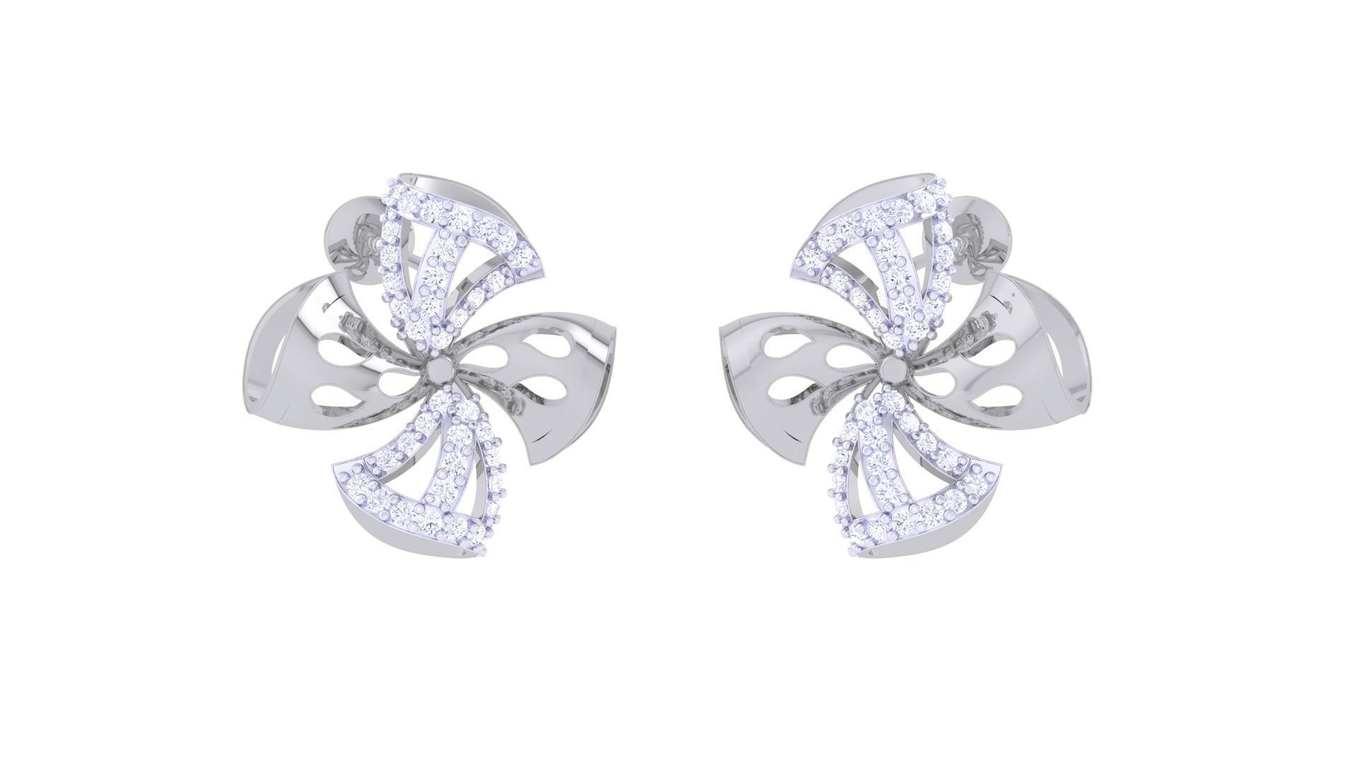 Flower High Jewelry Pendant Earrings Set 3dm stl obj mtl gltf  3D print model_7