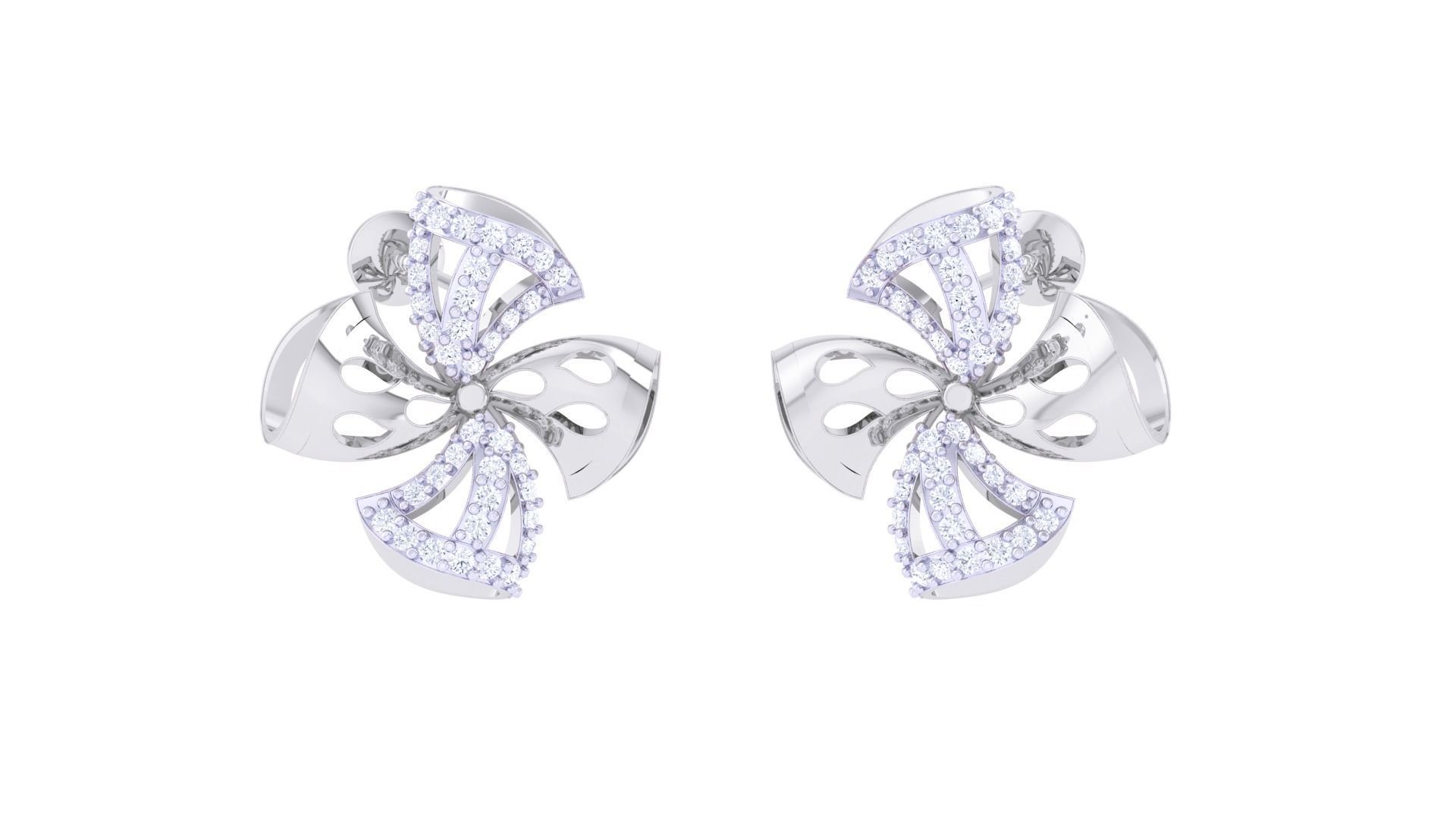 Flower High Jewelry Pendant Earrings Set 3dm stl obj mtl gltf  3D print model_4