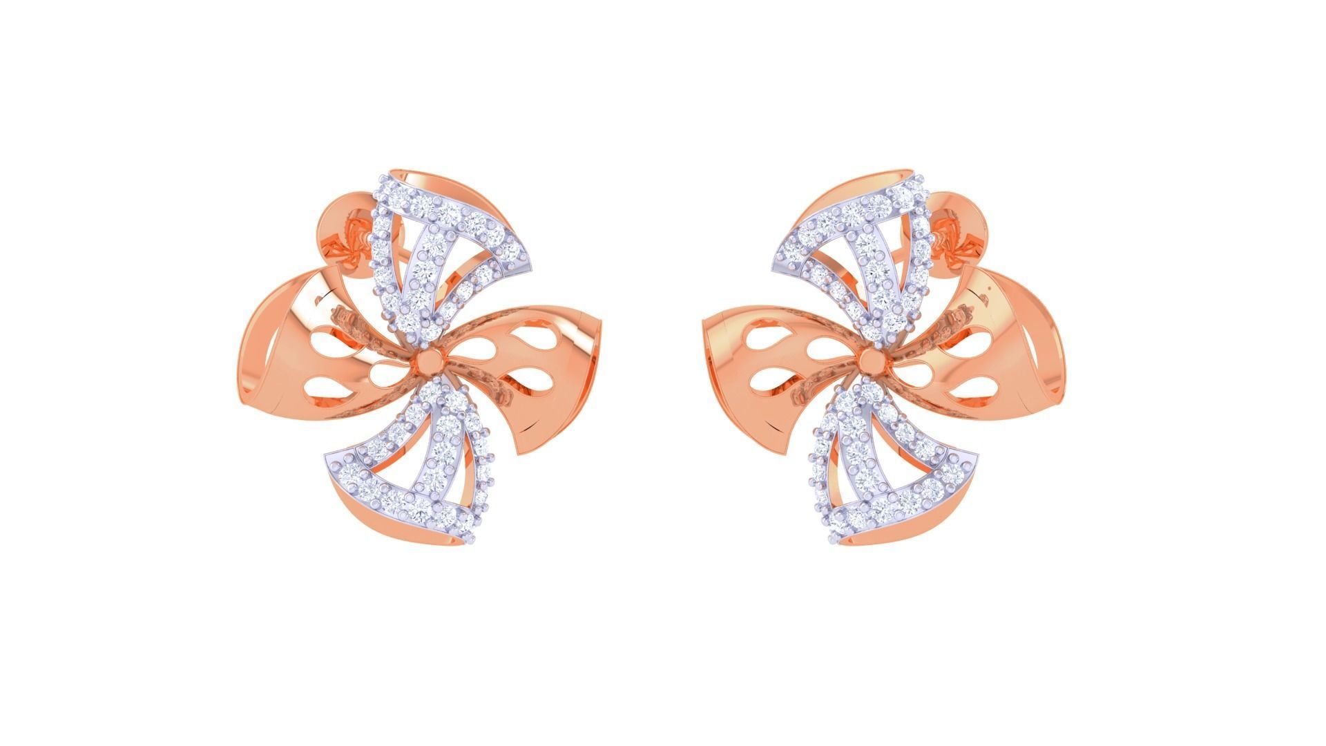 Flower High Jewelry Pendant Earrings Set 3dm stl obj mtl gltf  3D print model_1