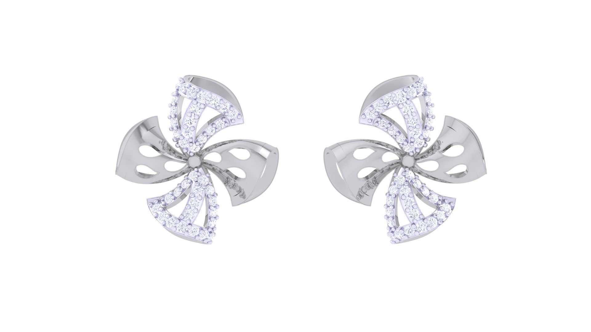 Flower High Jewelry Pendant Earrings Set 3dm stl obj mtl gltf  3D print model_11