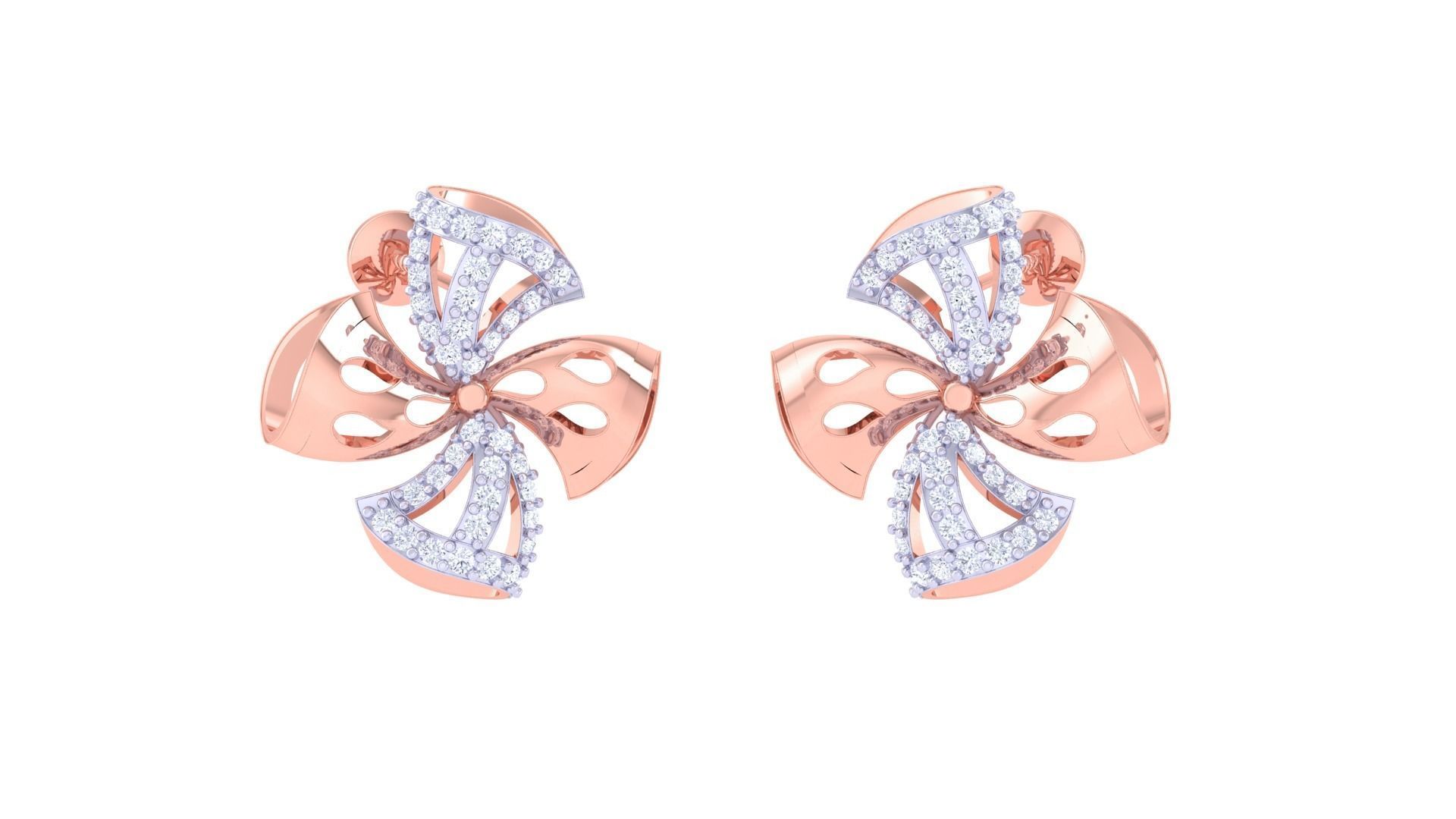 Flower High Jewelry Pendant Earrings Set 3dm stl obj mtl gltf  3D print model_5