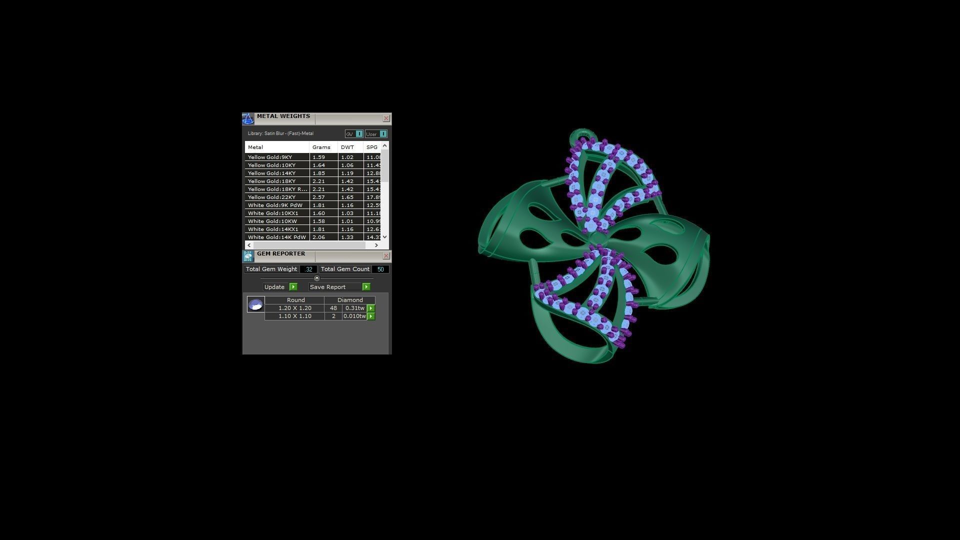 Flower High Jewelry Pendant Earrings Set 3dm stl obj mtl gltf  3D print model_3