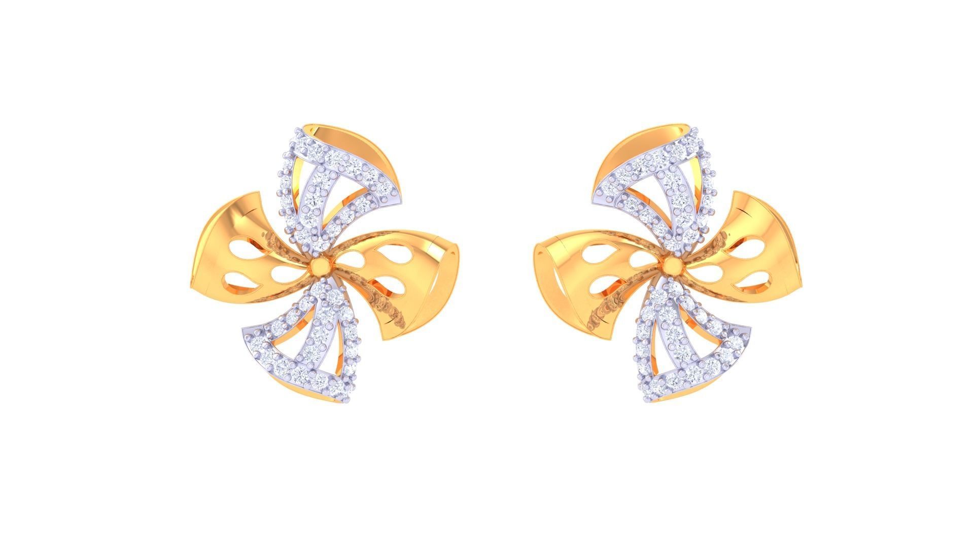 Flower High Jewelry Pendant Earrings Set 3dm stl obj mtl gltf  3D print model_10