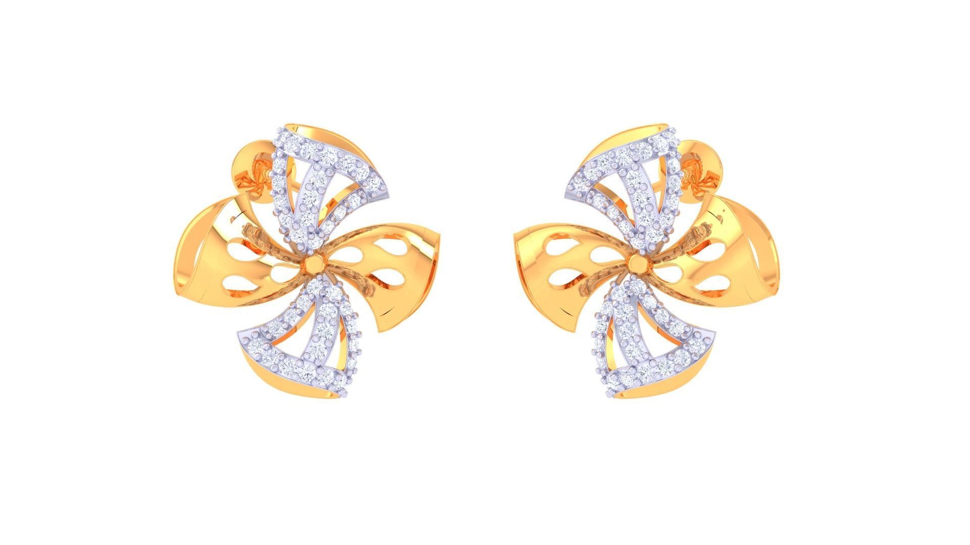 Flower High Jewelry Pendant Earrings Set 3dm stl obj mtl gltf  3D print model_8