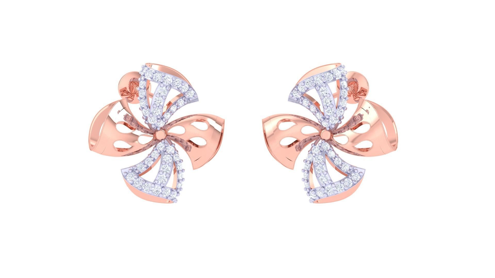 Flower High Jewelry Pendant Earrings Set 3dm stl obj mtl gltf  3D print model_6