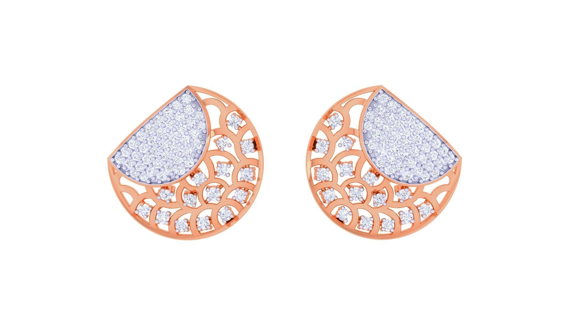 Diamond Mesh High Jewelry Pendant Earrings Set 3dm stl obj mtl 3D print model_10