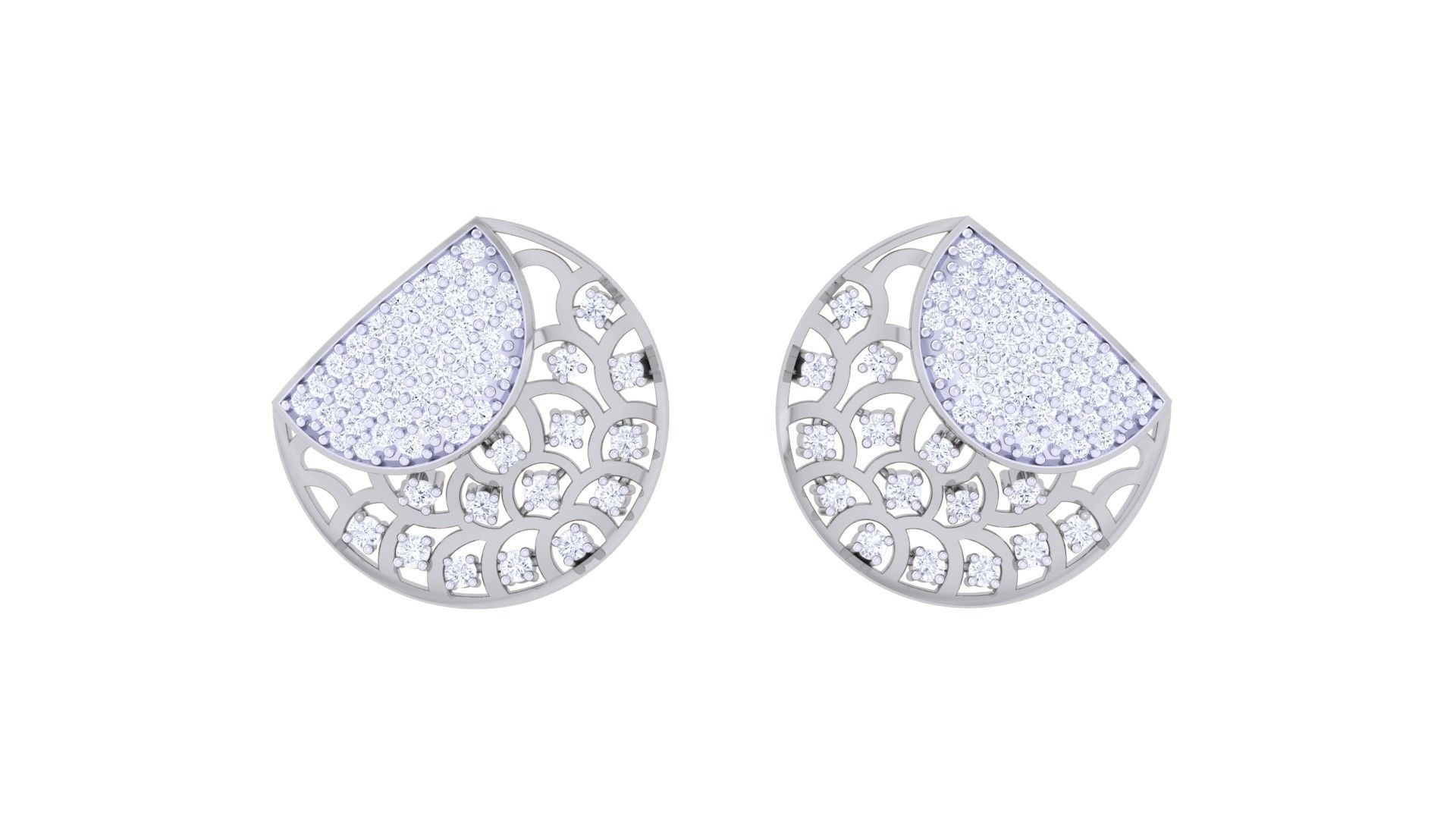 Diamond Mesh High Jewelry Pendant Earrings Set 3dm stl obj mtl 3D print model_9