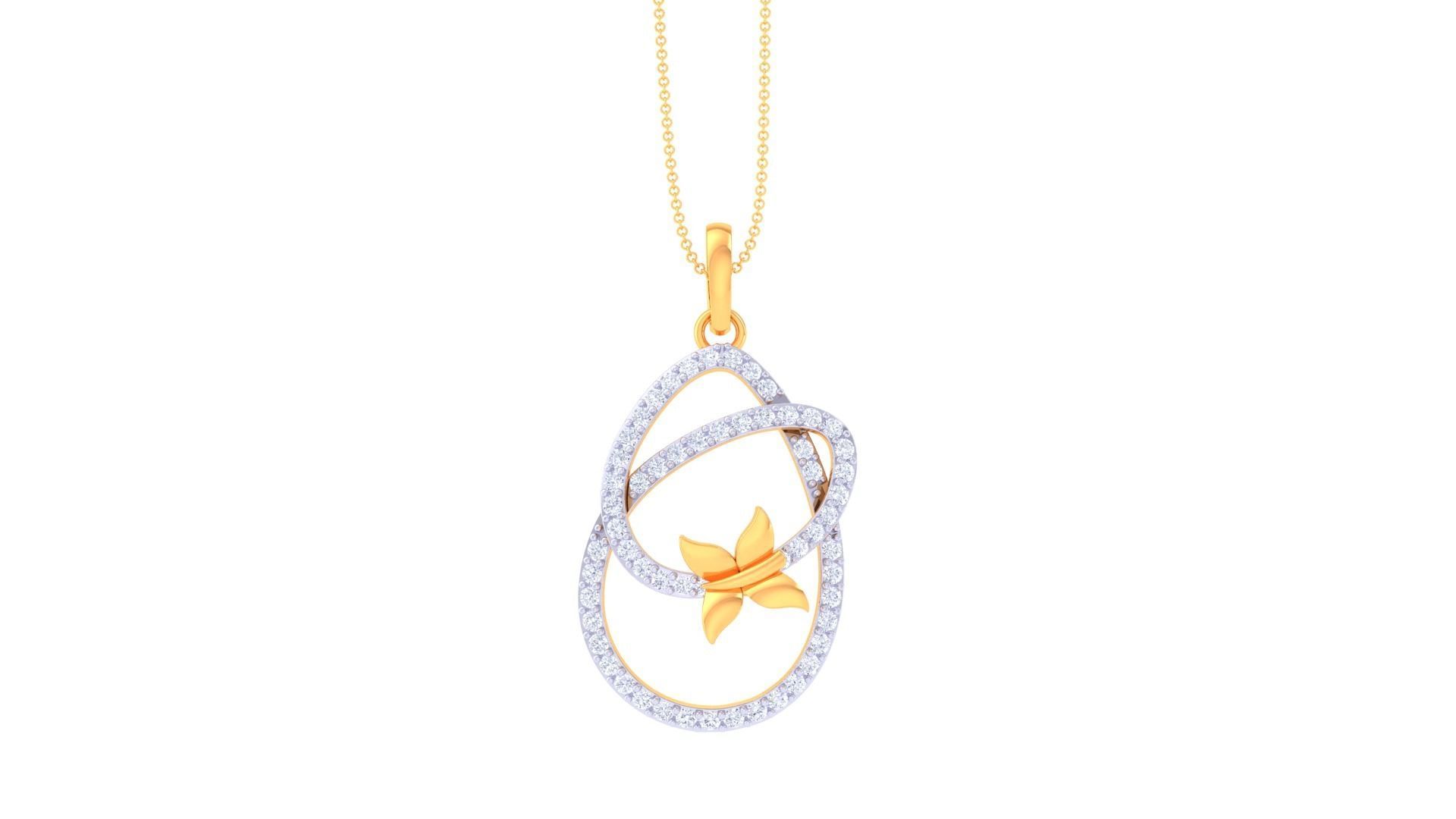 Butterfly High Jewelry Pendant Earrings Set 3dm stl obj mtl gltf 3D print model_22