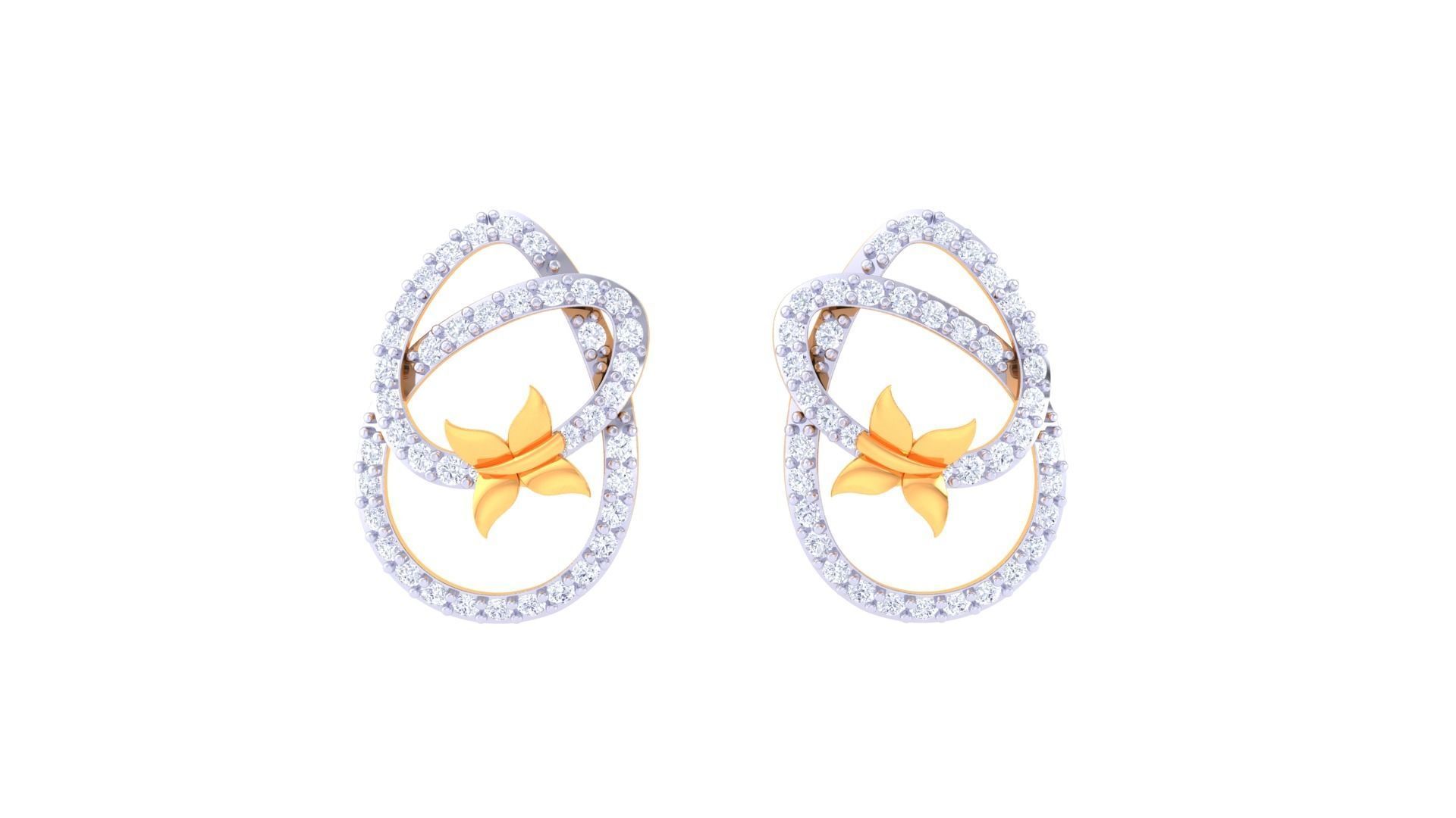 Butterfly High Jewelry Pendant Earrings Set 3dm stl obj mtl gltf 3D print model_9