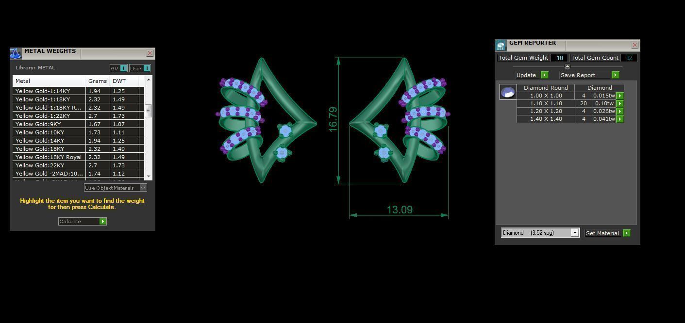 High Jewelry Pendant Earrings Set 3dm stl obj mtl gltf glb  3D print model_3