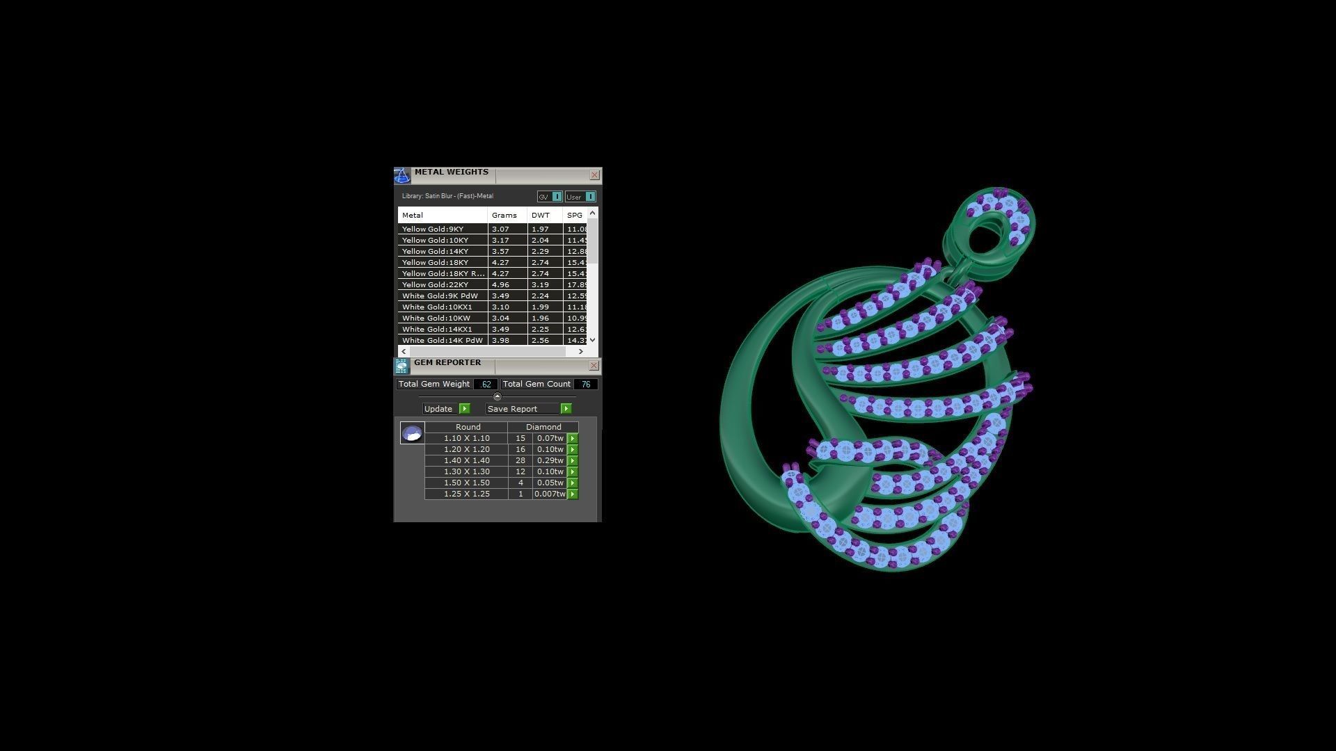 High Jewelry Pendant Earrings Set 3dm stl obj mtl gltf glb 3D print model_2