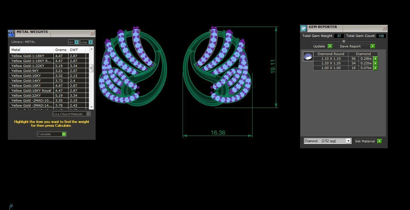 High Jewelry Pendant Earrings Set 3dm stl obj mtl gltf glb 3D print model_3