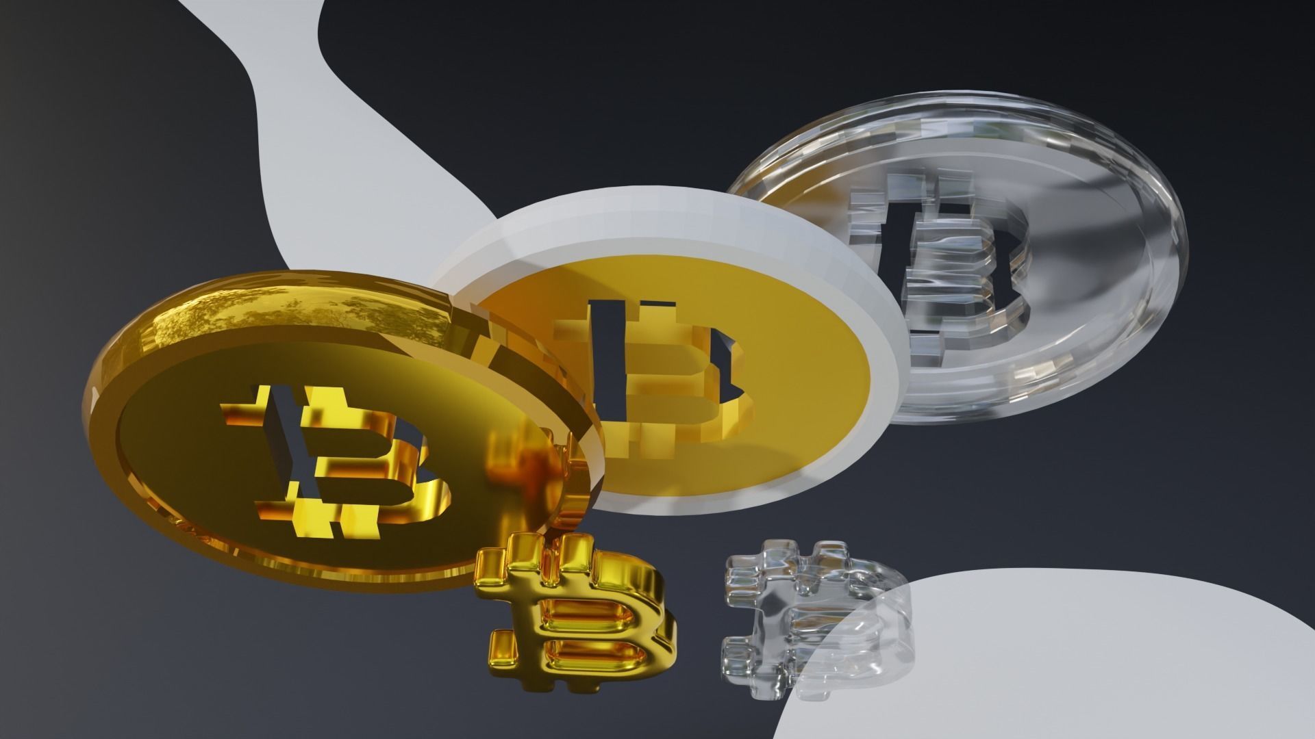 Bitcoin Low-poly 3D model_3