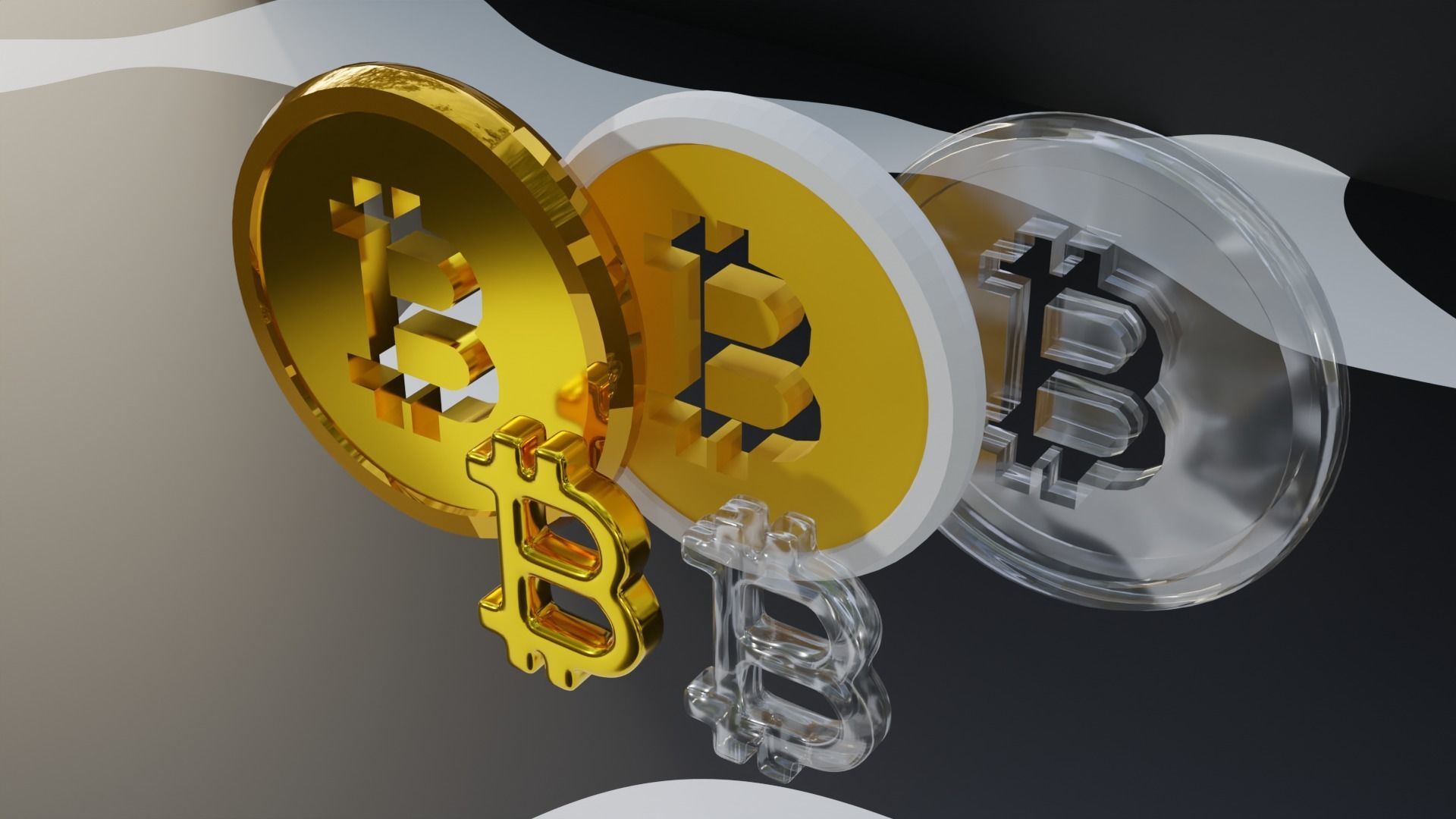 Bitcoin Low-poly 3D model_4