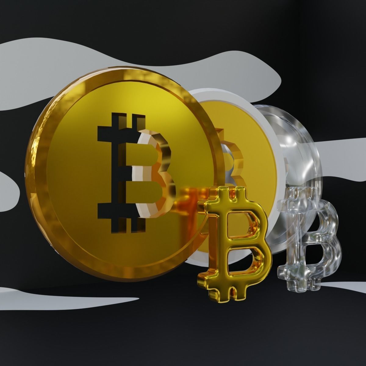 Bitcoin Low-poly 3D model_6