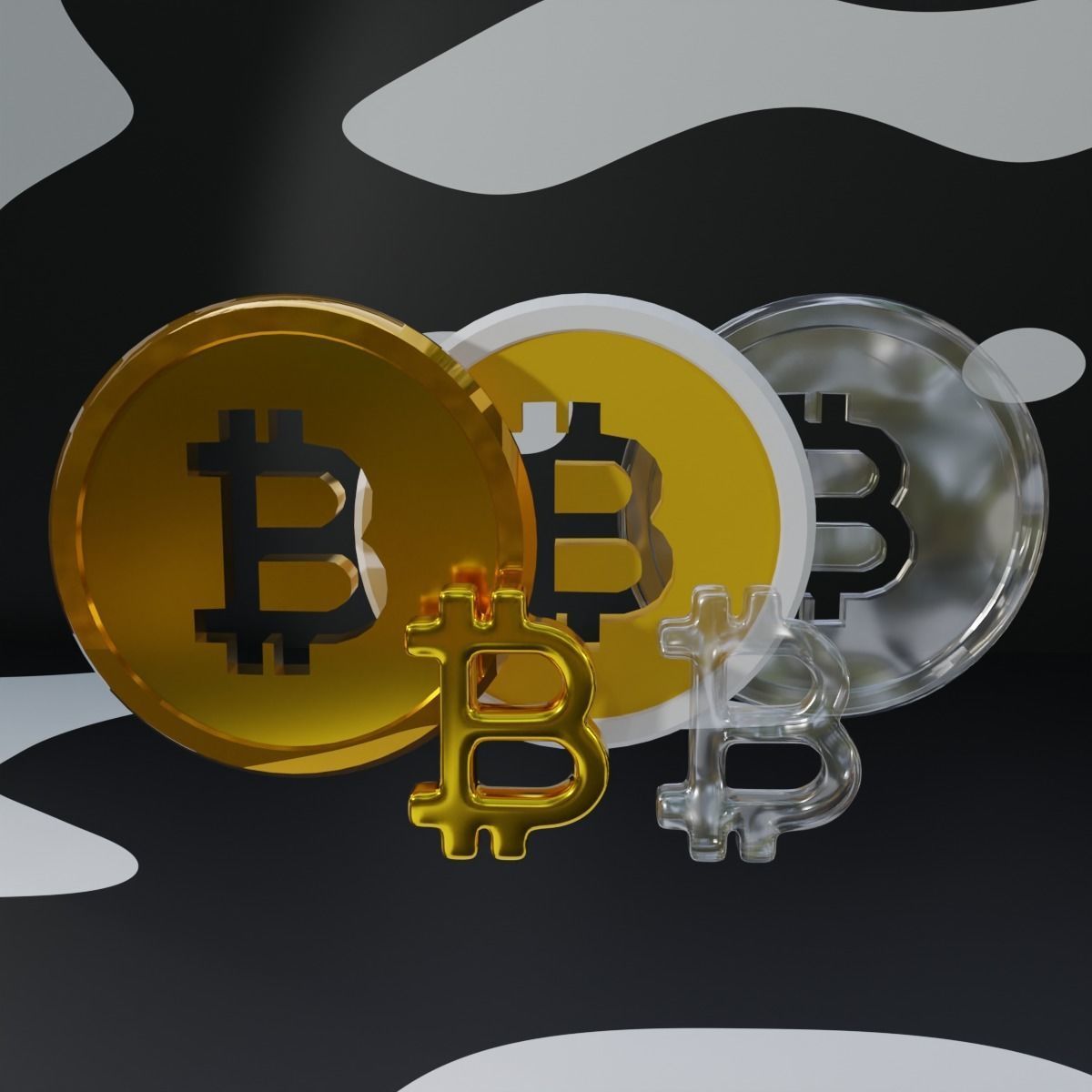 Bitcoin Low-poly 3D model_5