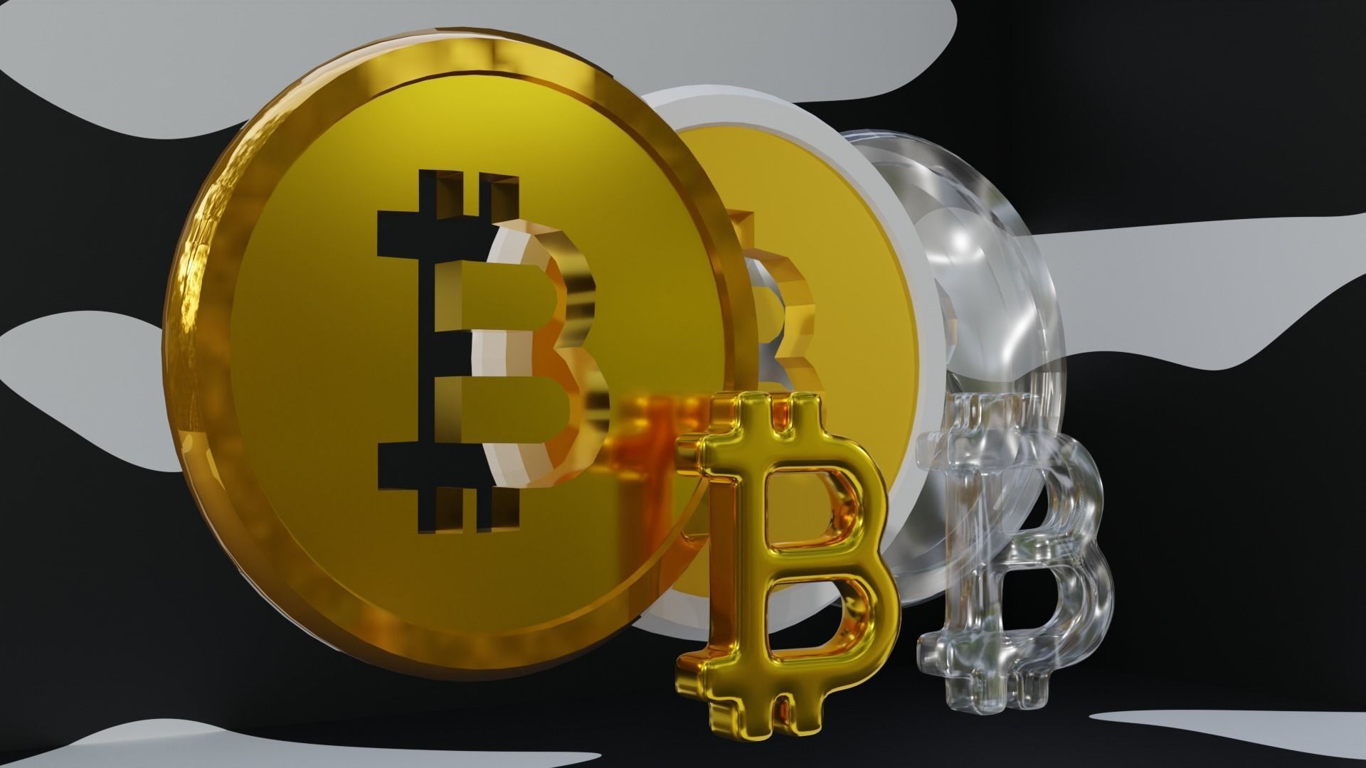 Bitcoin Low-poly 3D model_1