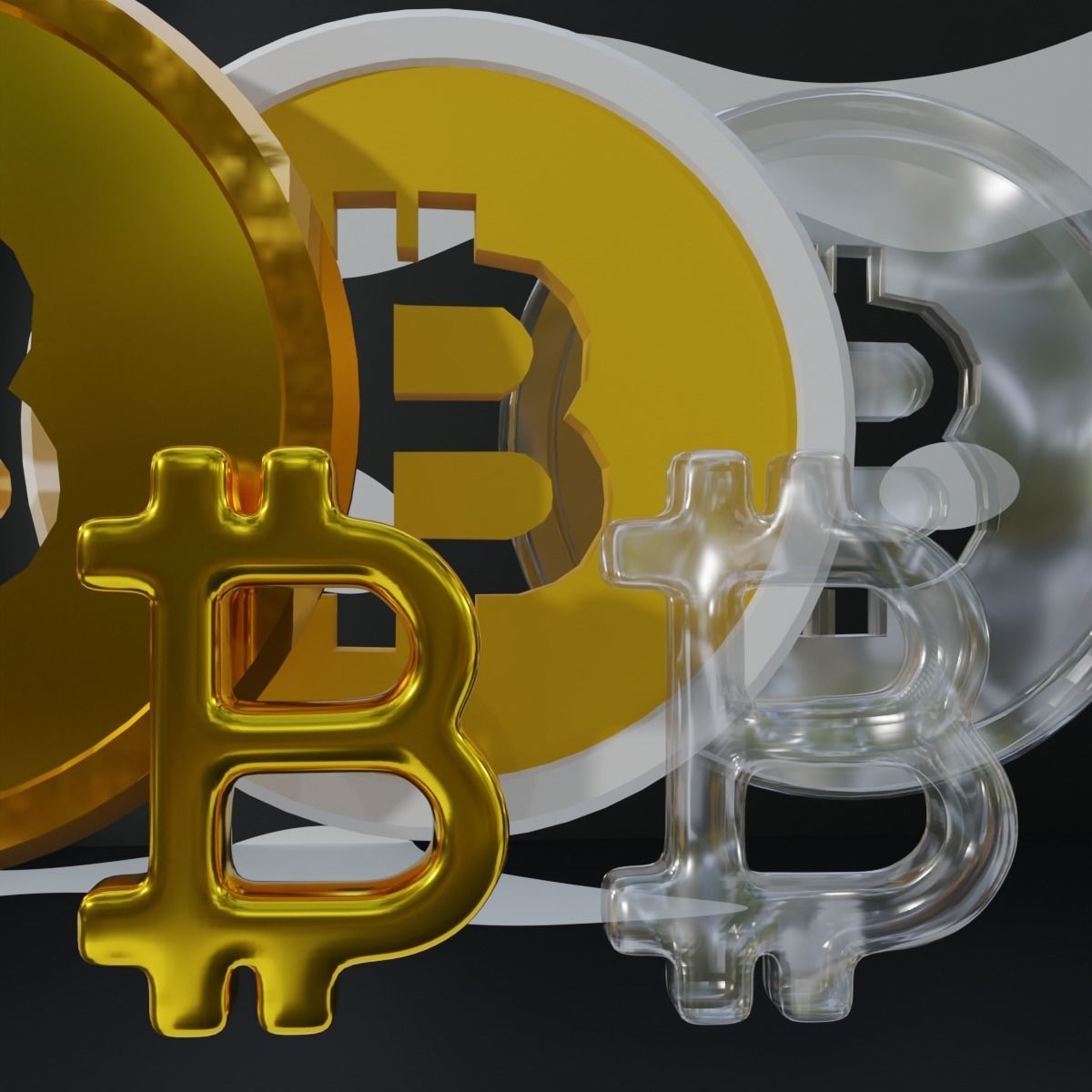 Bitcoin Low-poly 3D model_7