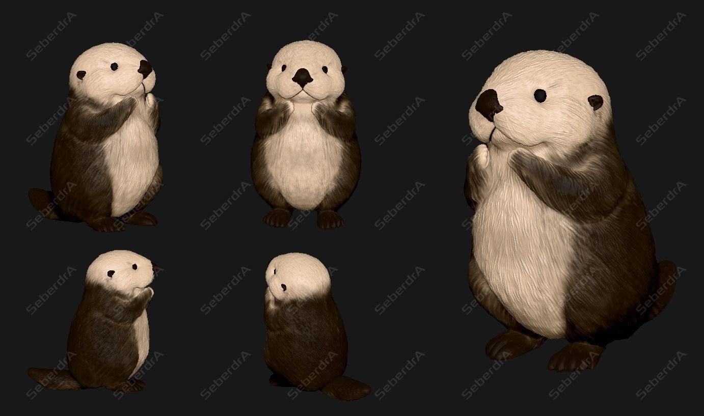 Cute Sea Otter STL and VRML 3D print model_5