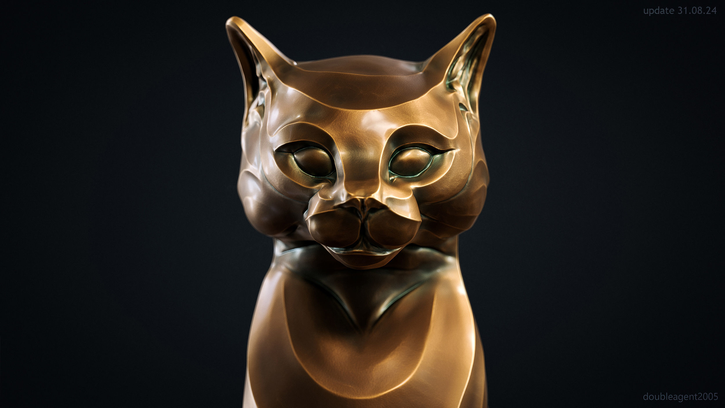 Cat figurine domestic stylized sitting 3d print 3D print model_3