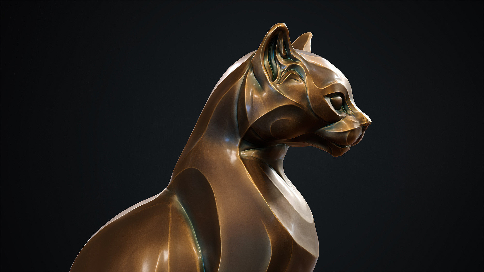 Cat figurine domestic stylized sitting 3d print 3D print model_22