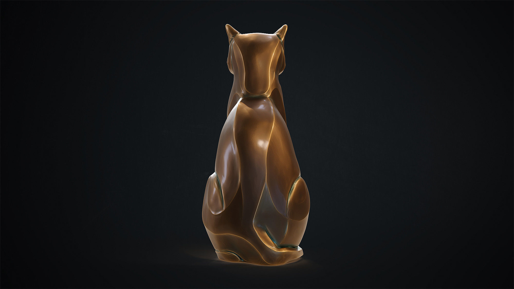 Cat figurine domestic stylized sitting 3d print 3D print model_12