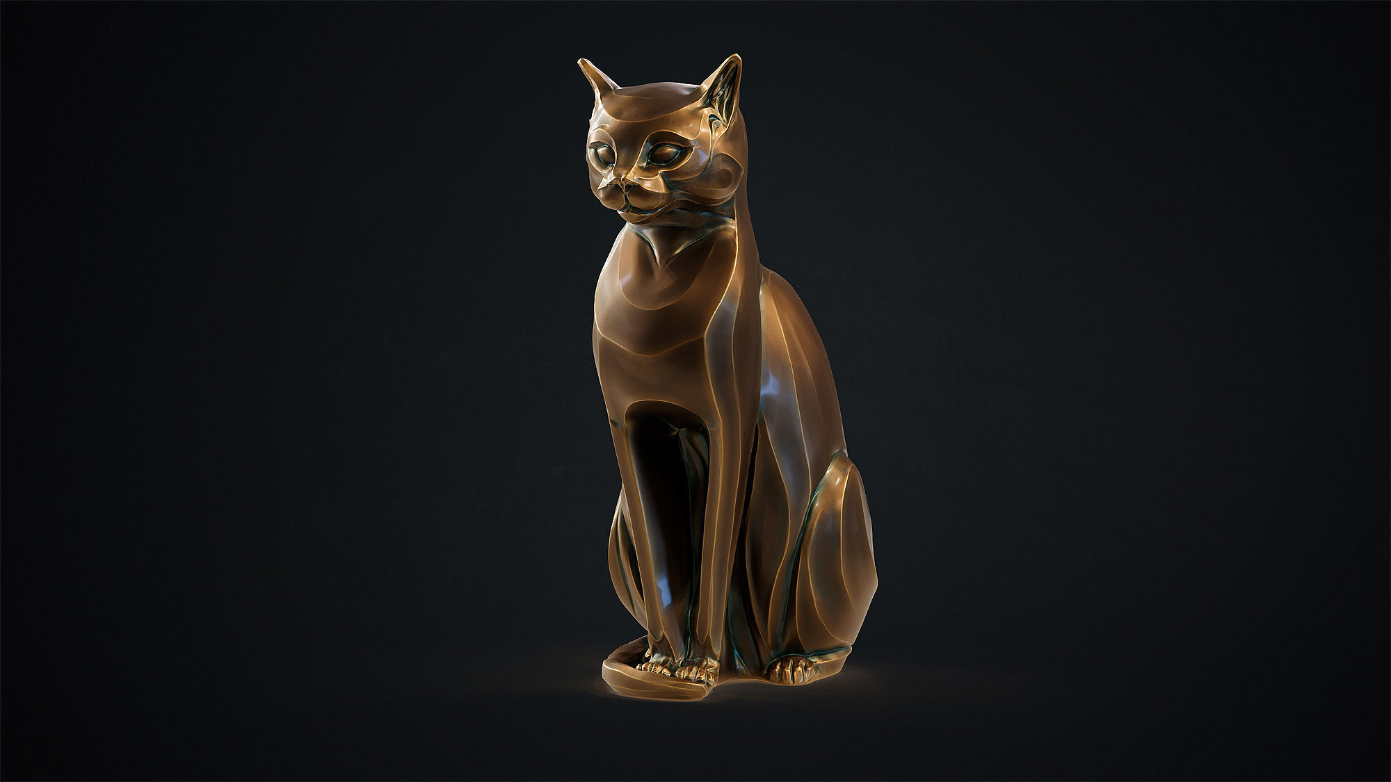 Cat figurine domestic stylized sitting 3d print 3D print model_17