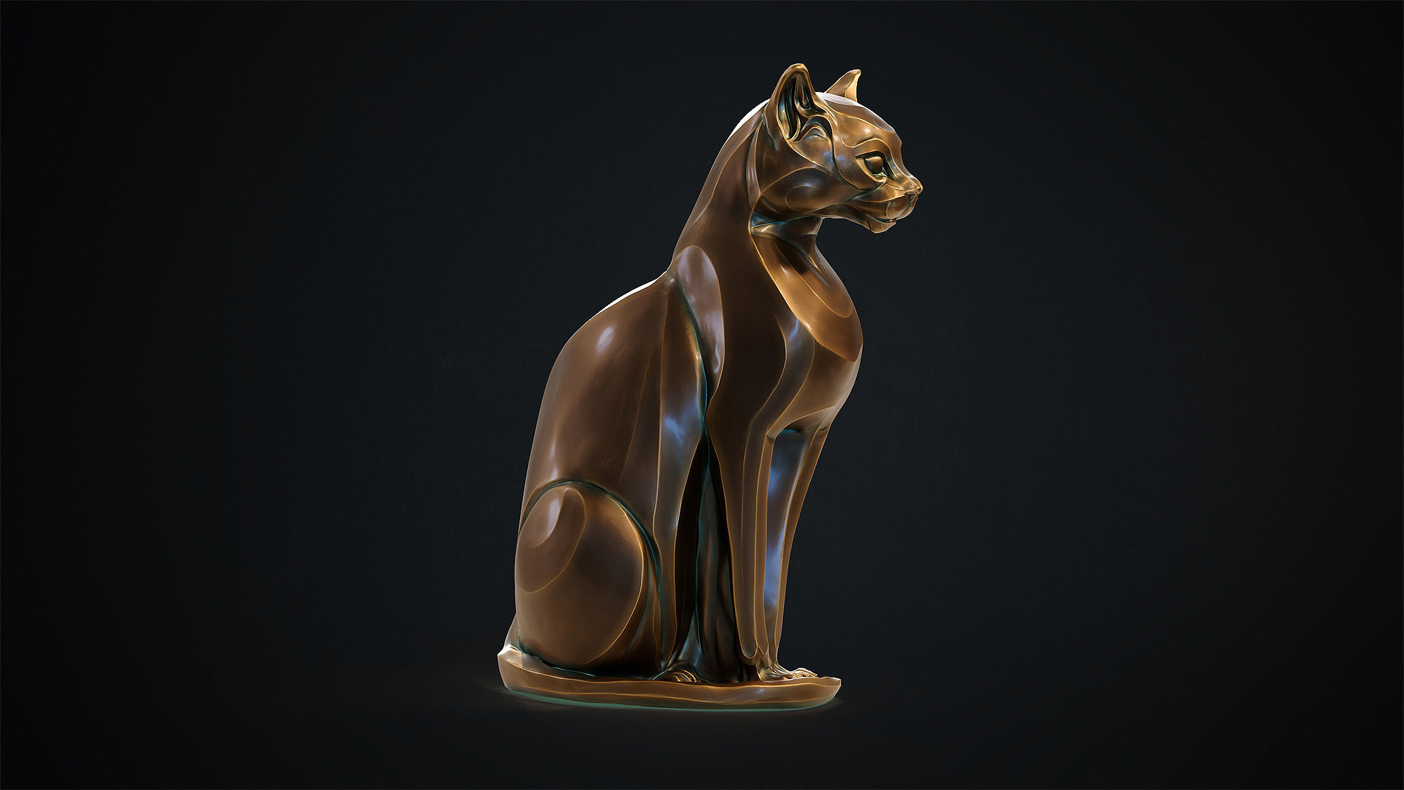 Cat figurine domestic stylized sitting 3d print 3D print model_9