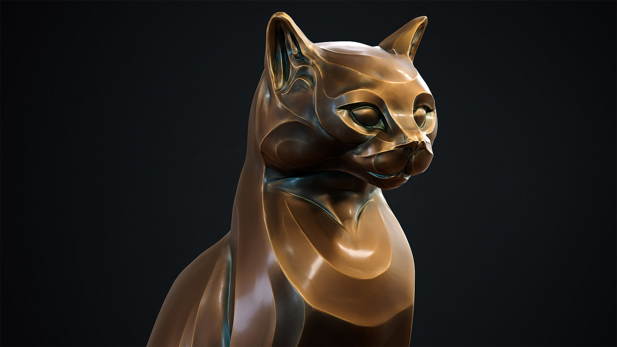 Cat figurine domestic stylized sitting 3d print 3D print model_20