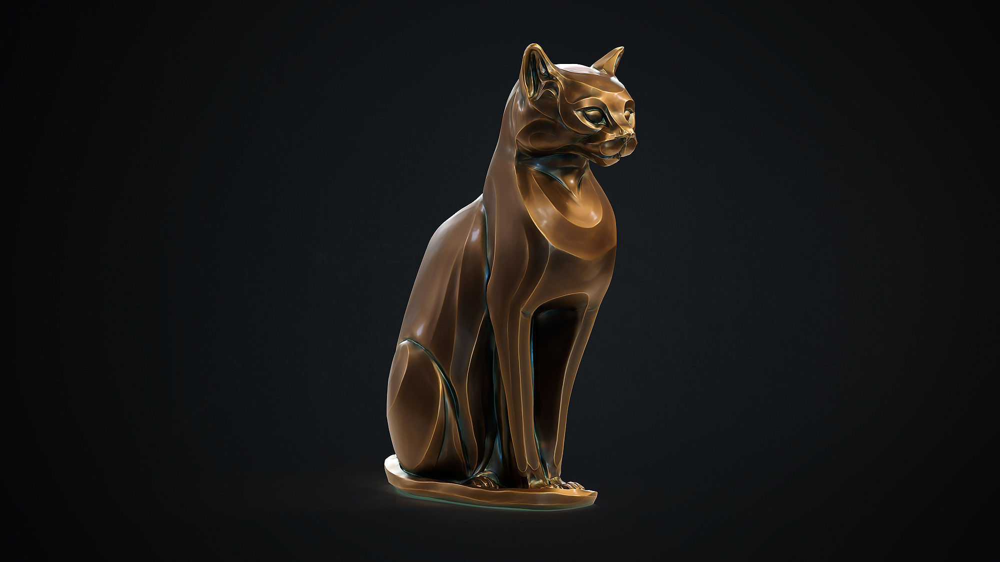 Cat figurine domestic stylized sitting 3d print 3D print model_8