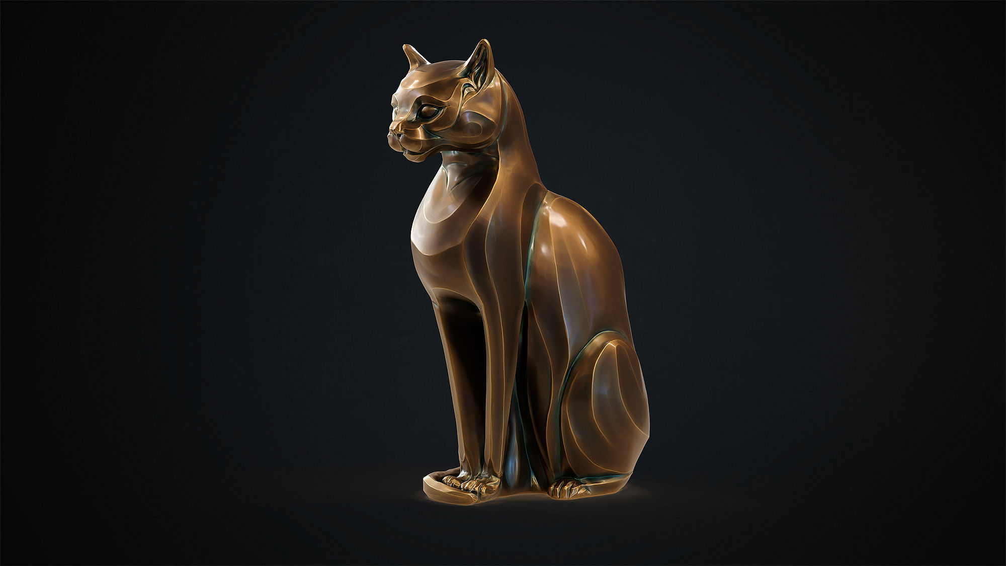 Cat figurine domestic stylized sitting 3d print 3D print model_16
