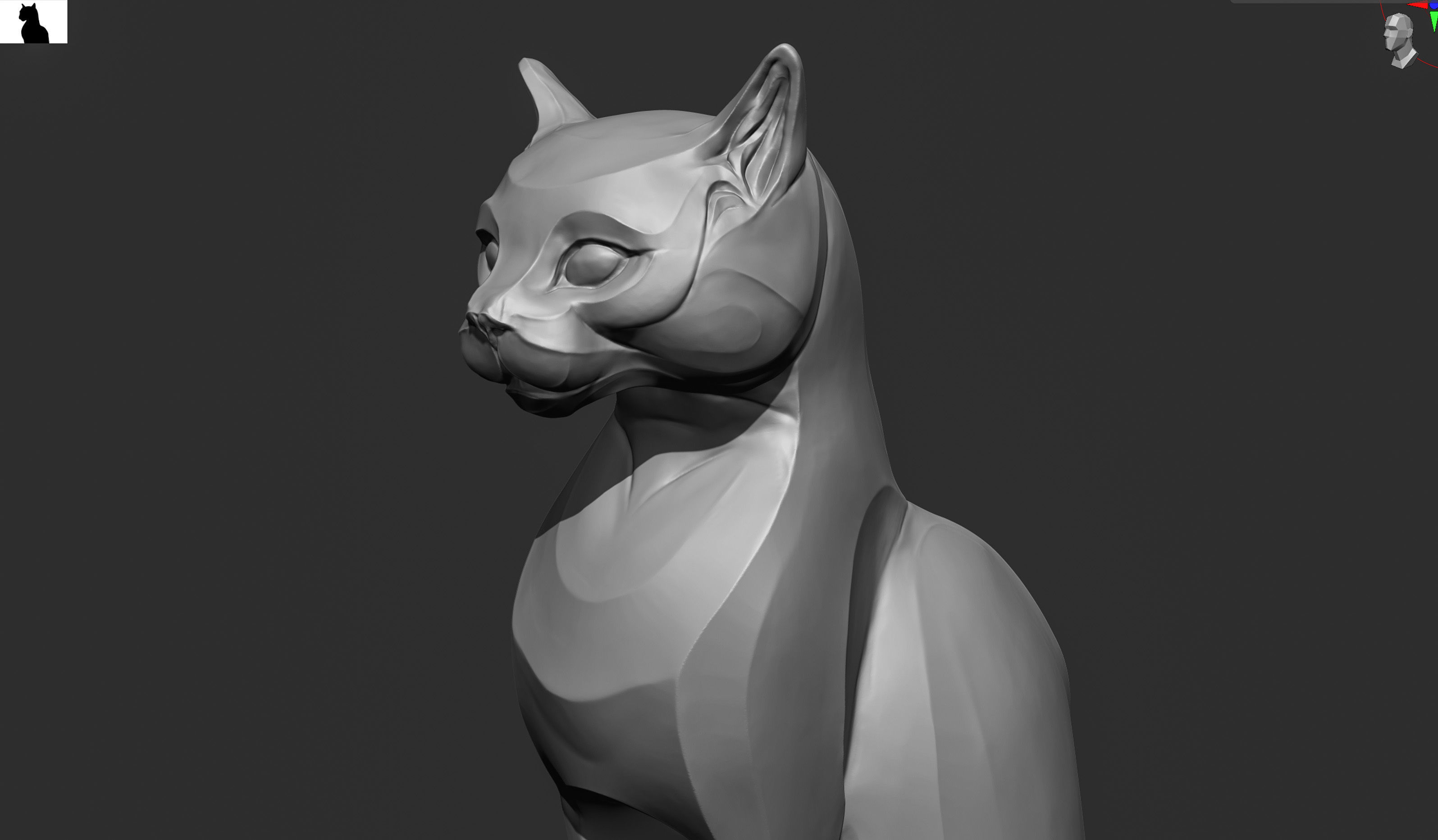 Cat figurine domestic stylized sitting 3d print 3D print model_27