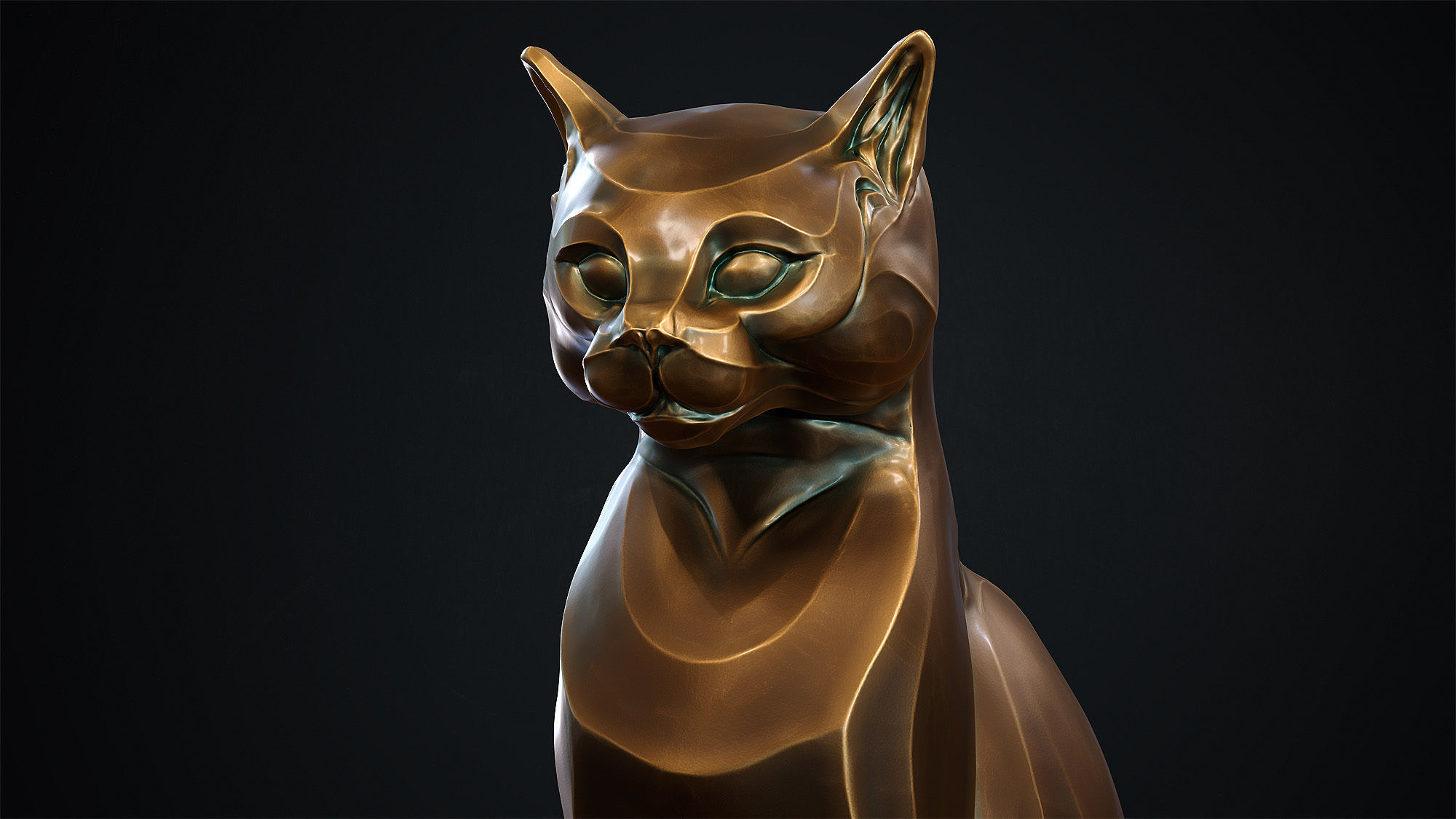 Cat figurine domestic stylized sitting 3d print 3D print model_21