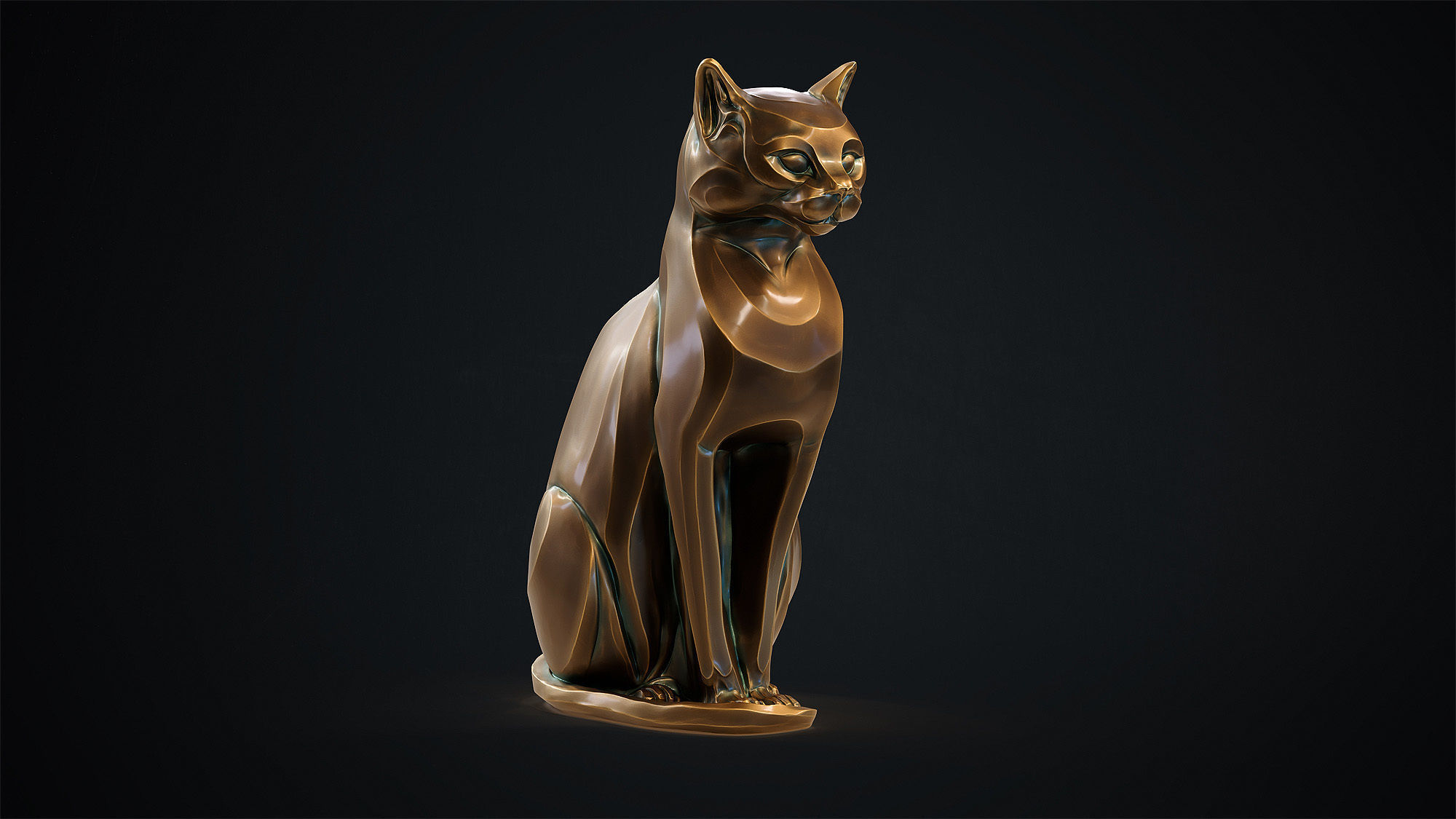 Cat figurine domestic stylized sitting 3d print 3D print model_19