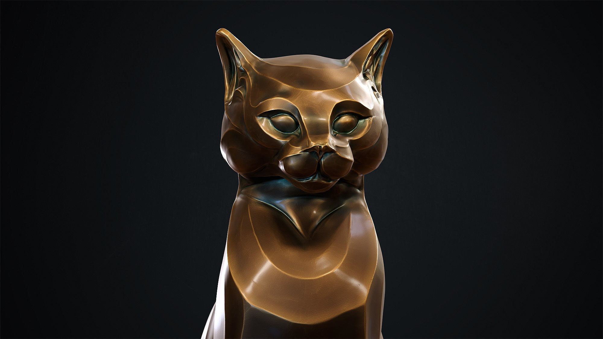 Cat figurine domestic stylized sitting 3d print 3D print model_23