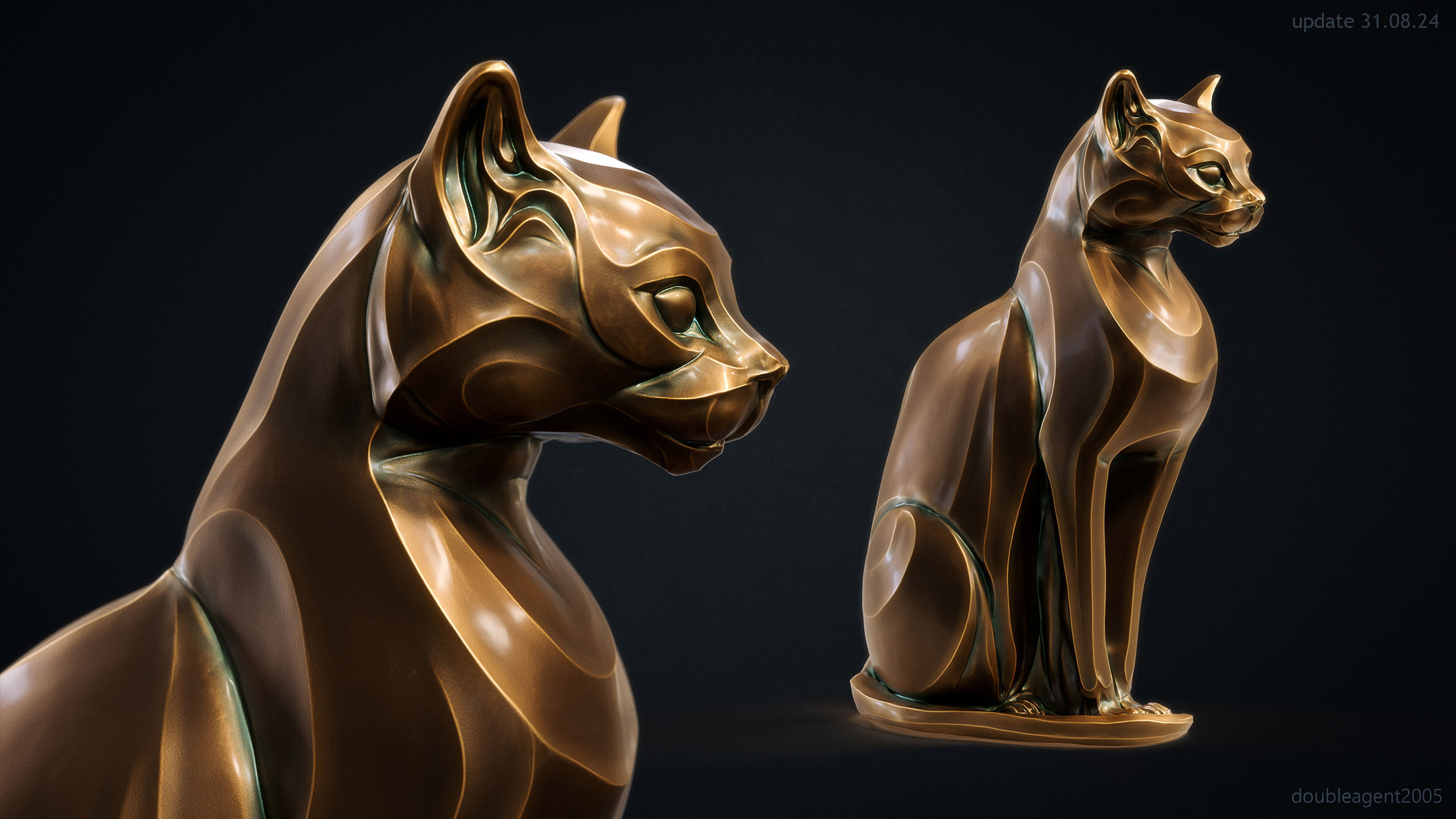 Cat figurine domestic stylized sitting 3d print 3D print model_4
