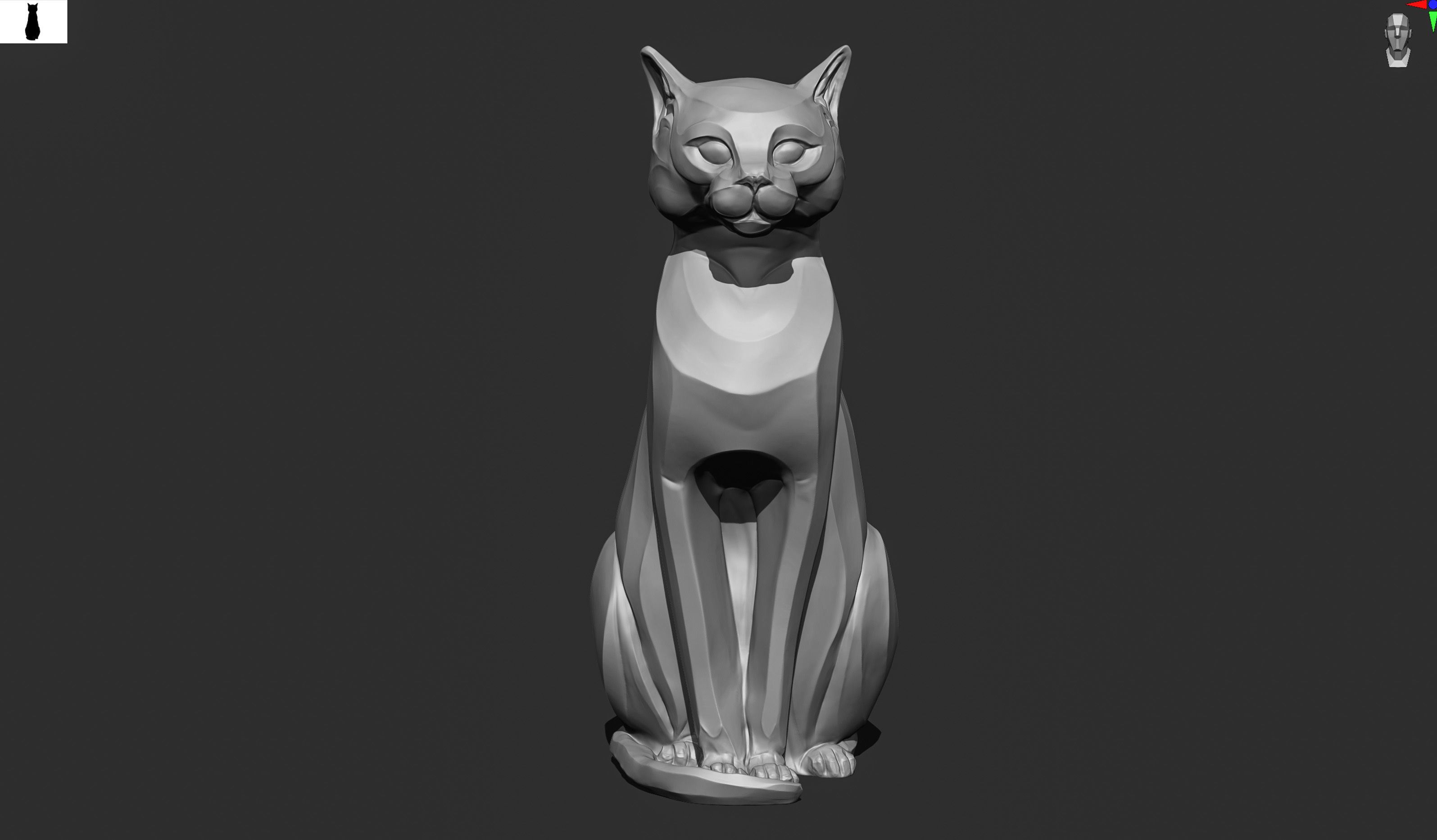 Cat figurine domestic stylized sitting 3d print 3D print model_29