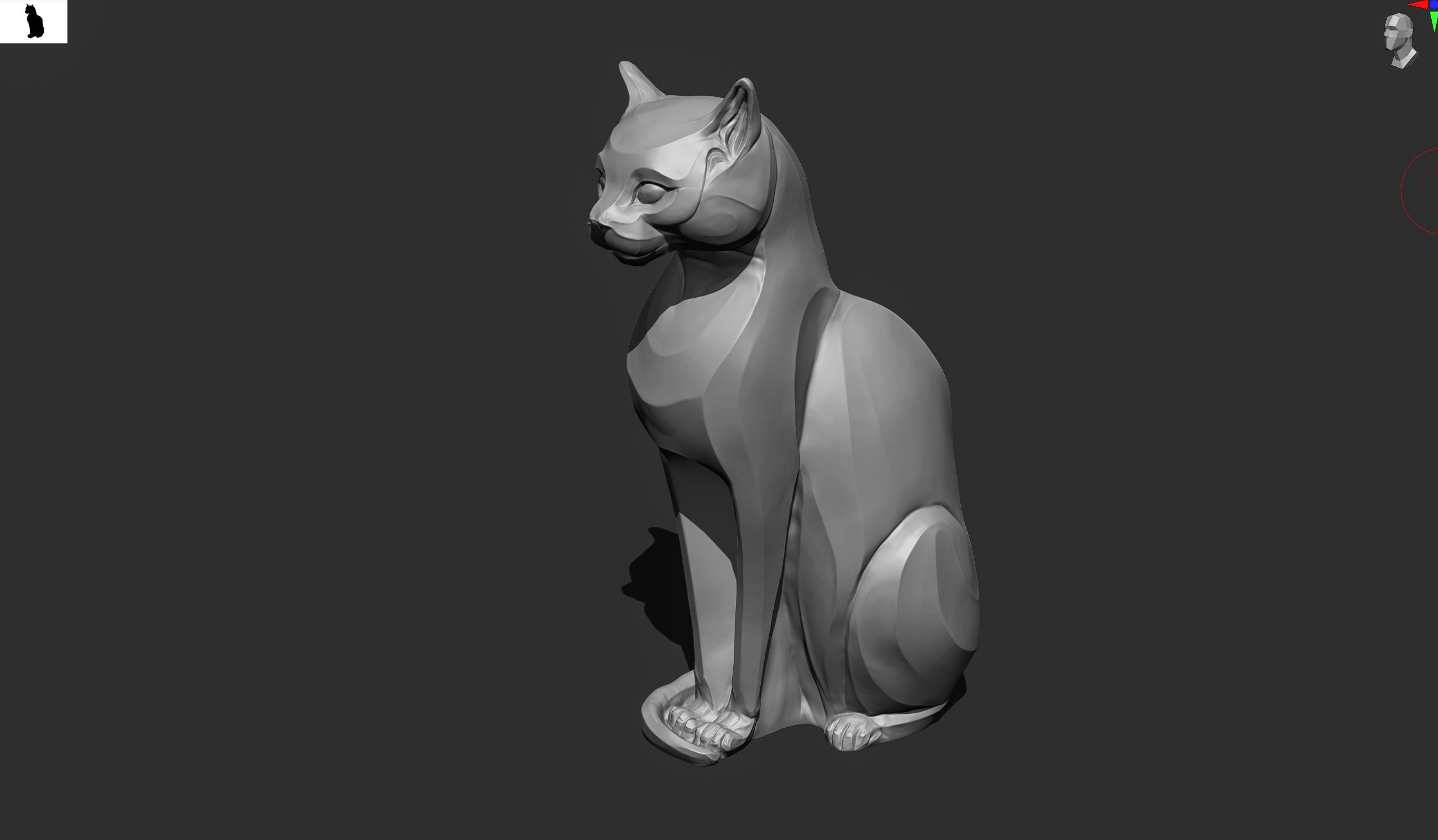 Cat figurine domestic stylized sitting 3d print 3D print model_32