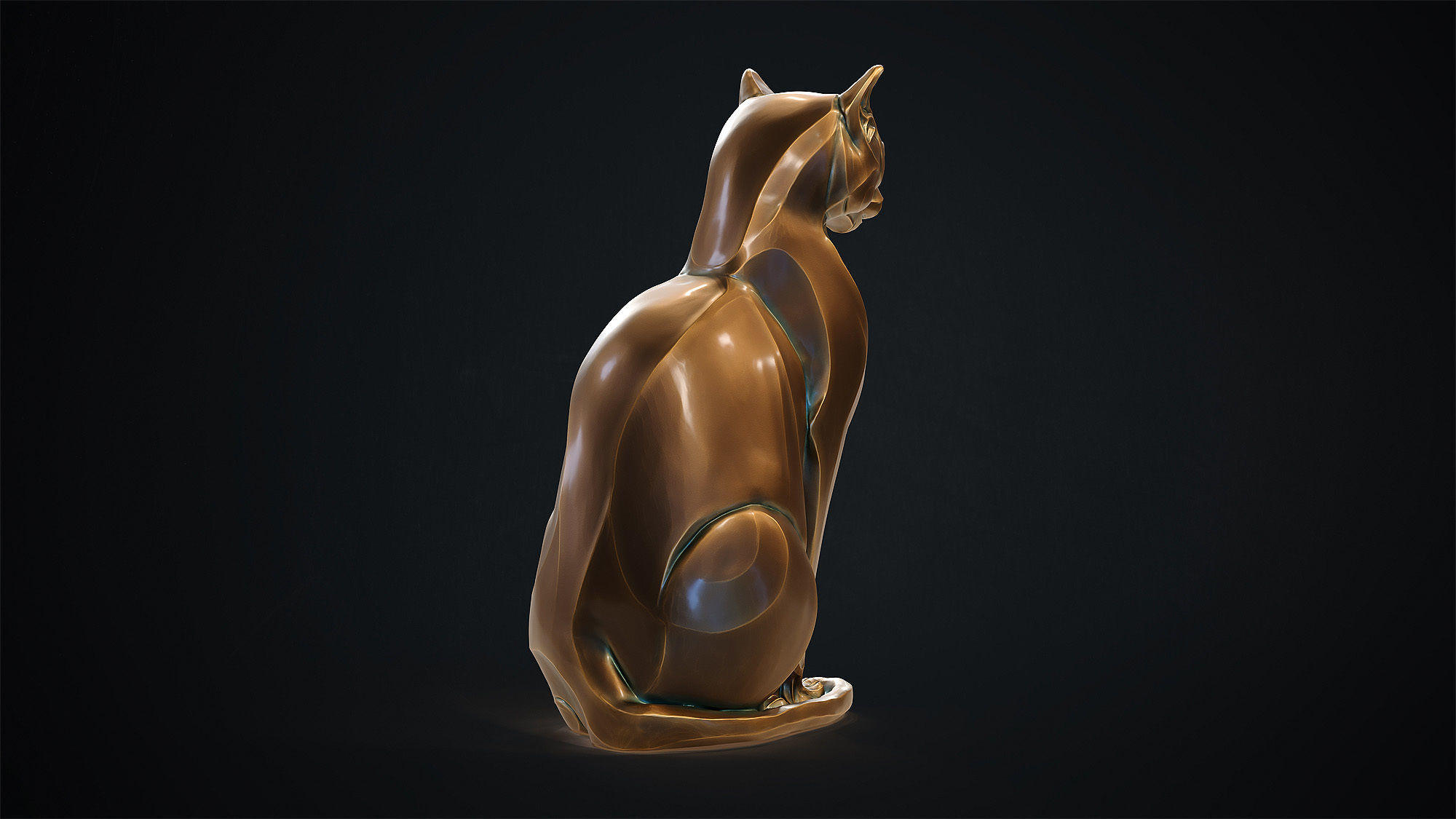 Cat figurine domestic stylized sitting 3d print 3D print model_11